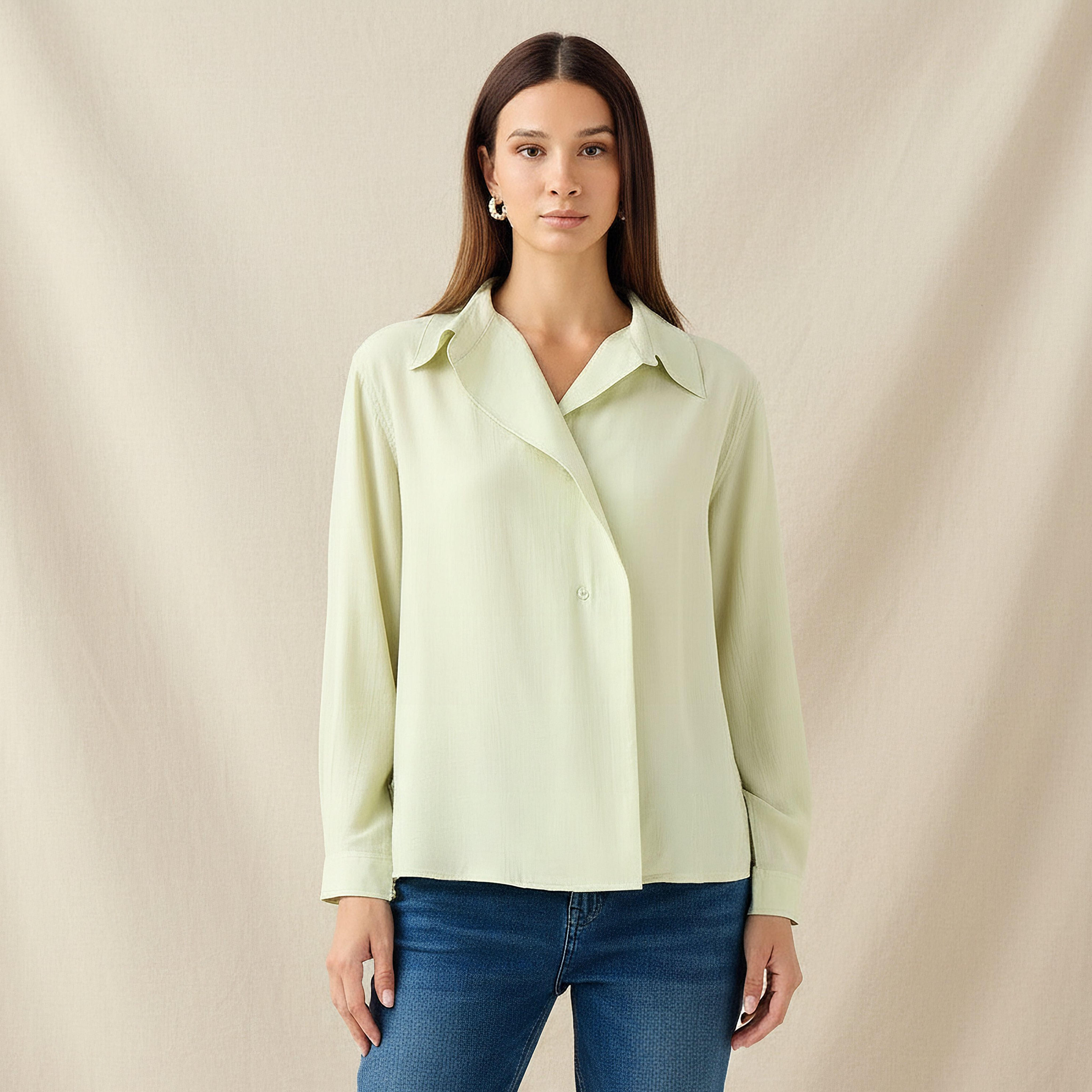 Relaxed Fit Viscose Top with Button Detail-women-clothing-shirtsandblouses-shirts-image-1