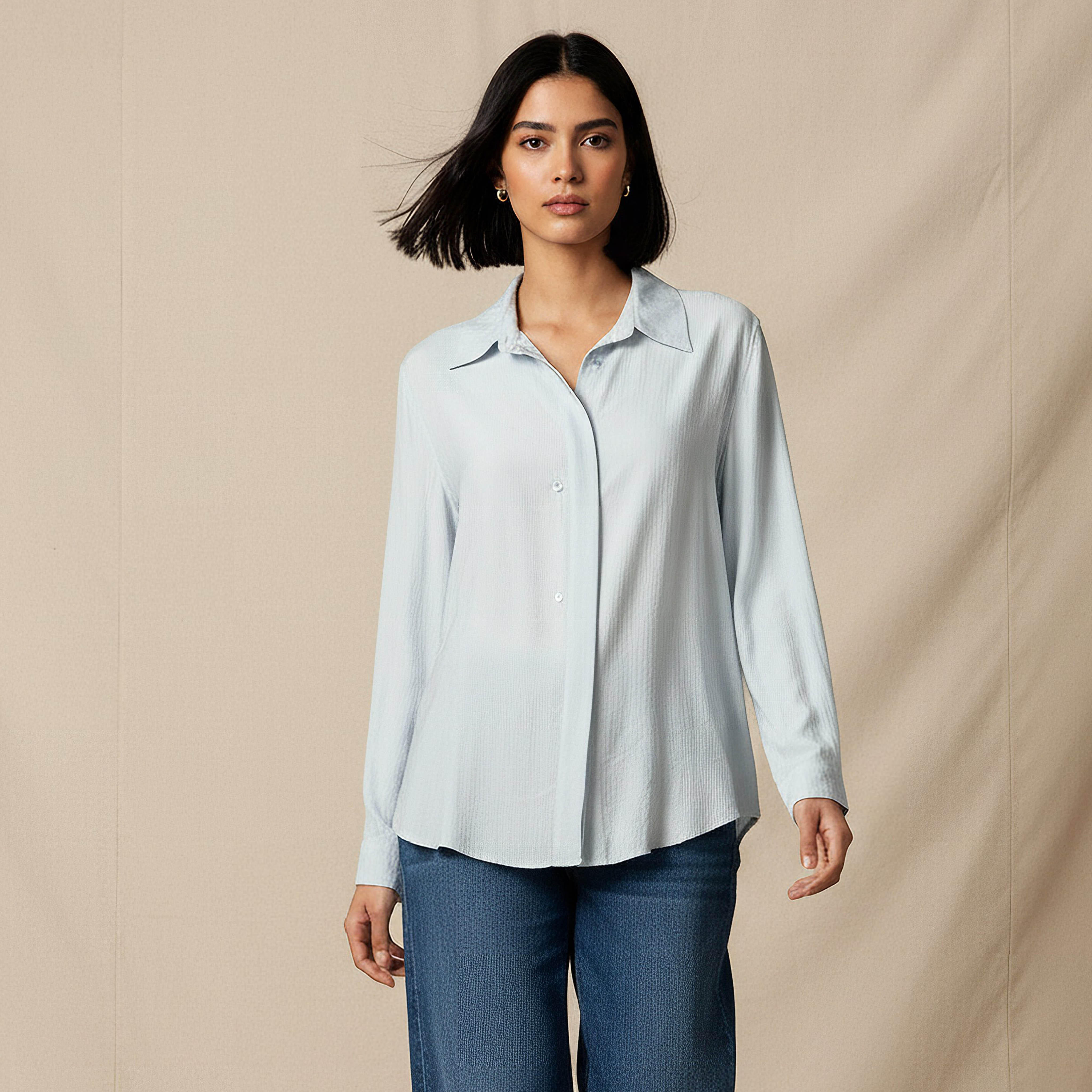 Relaxed Fit Viscose Top with Button Detail-women-clothing-shirtsandblouses-shirts-image-1