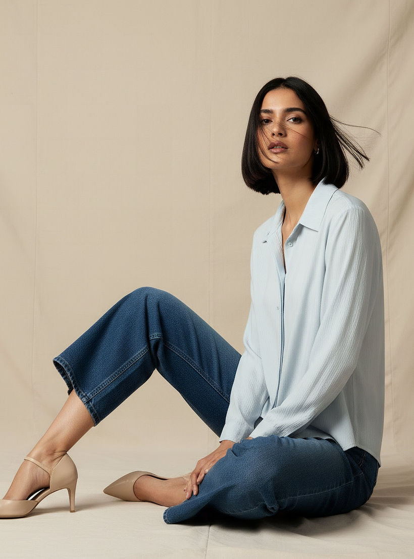 بلوزة فيسكوز بقصة عادية وتفاصيل أزرار-women-clothing-shirtsandblouses-shirts-image-5