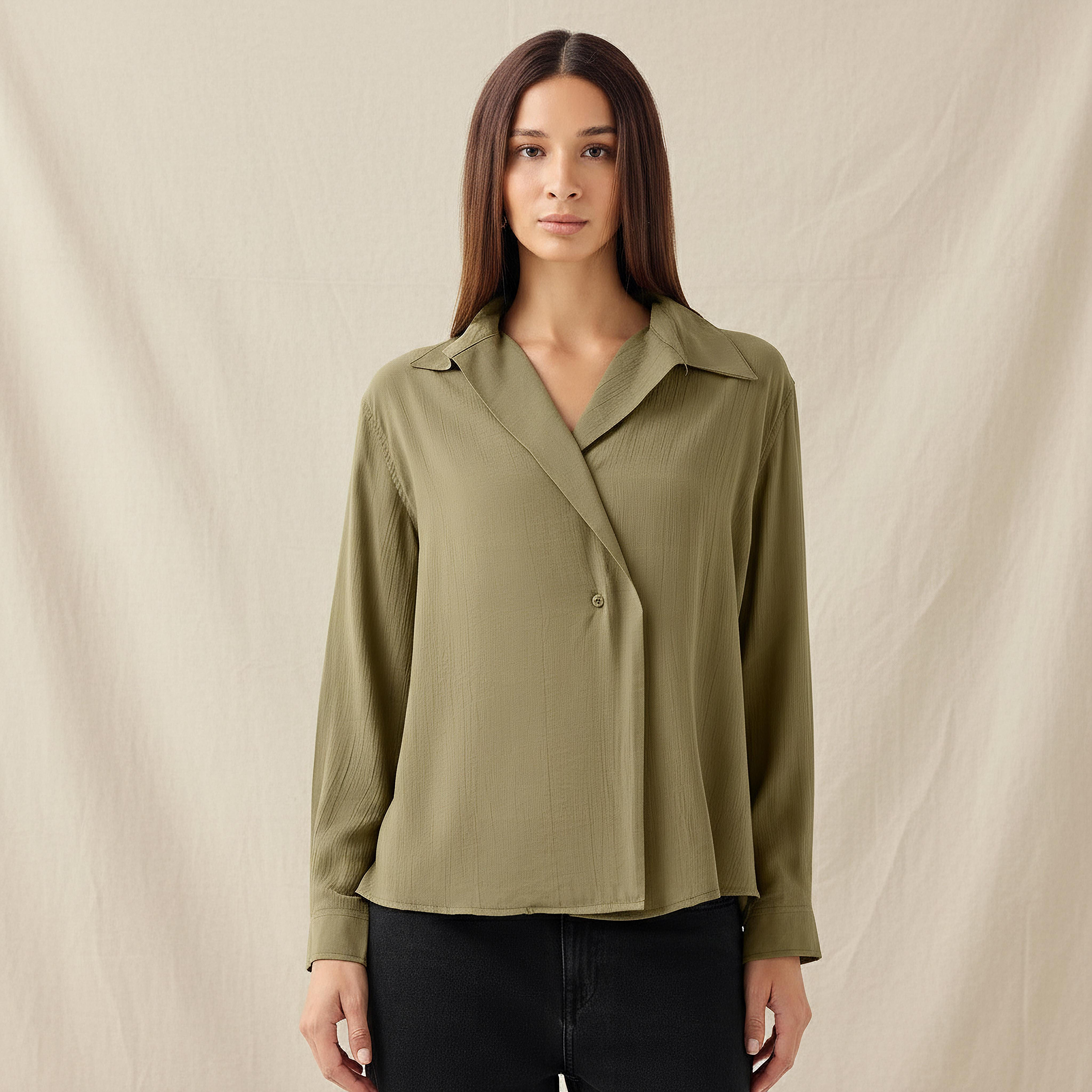 Relaxed Fit Viscose Top with Button Detail-women-clothing-shirtsandblouses-shirts-image-1