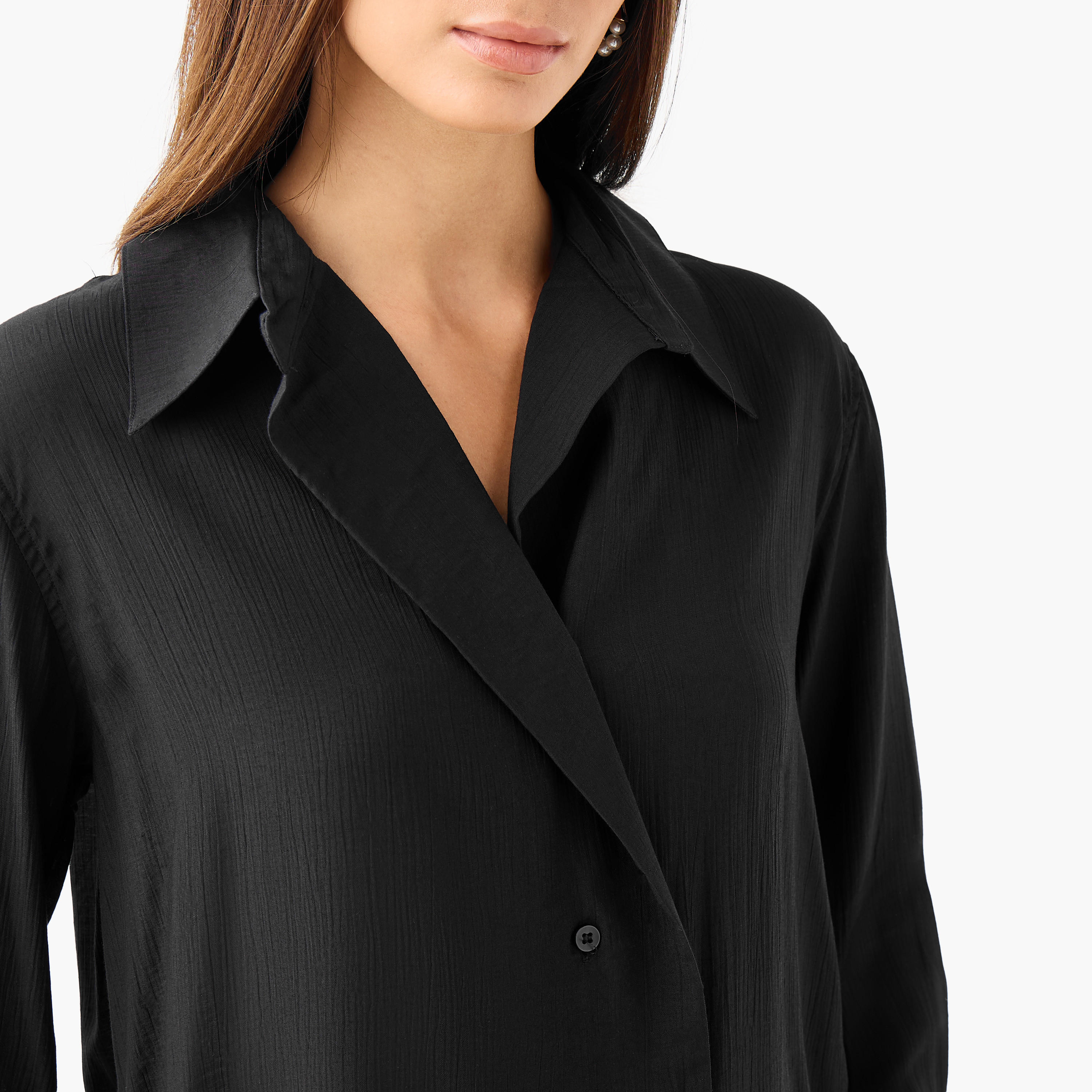 بلوزة فيسكوز بقصة عادية وتفاصيل أزرار-women-clothing-shirtsandblouses-shirts-image-4