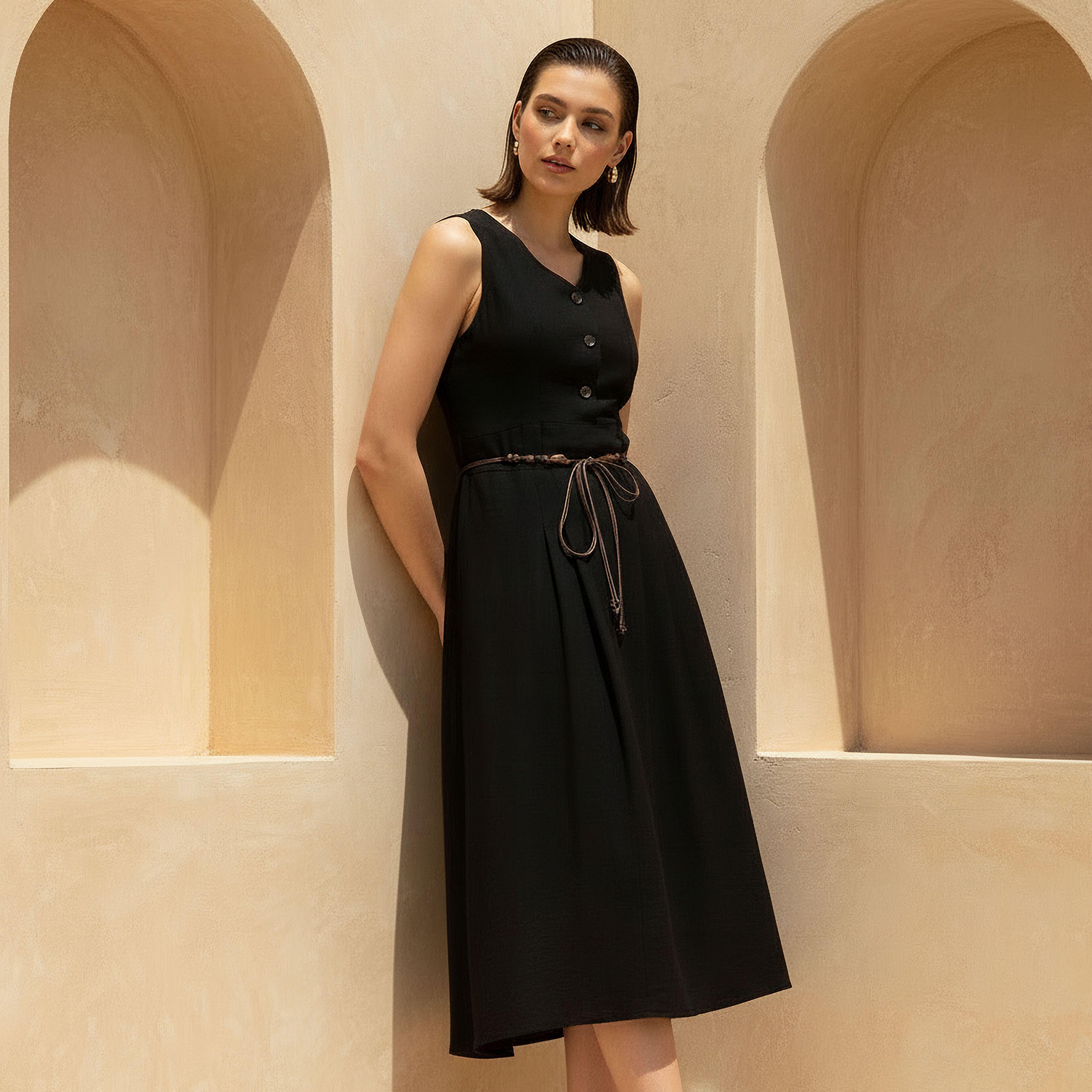 Midi Shirt Dress with Belt-women-clothing-dresses-image-1