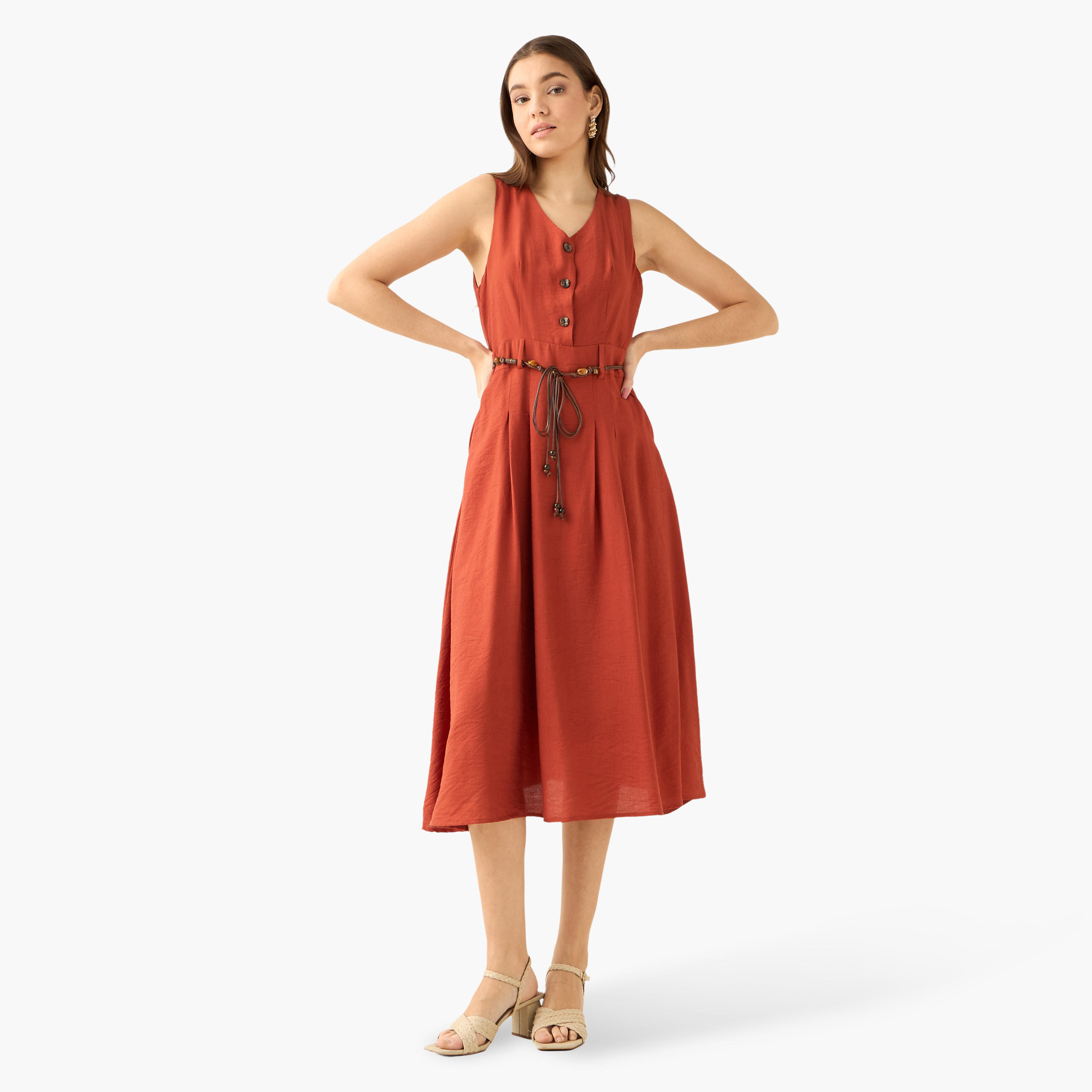 Midi Shirt Dress with Belt-women-clothing-dresses-image-3