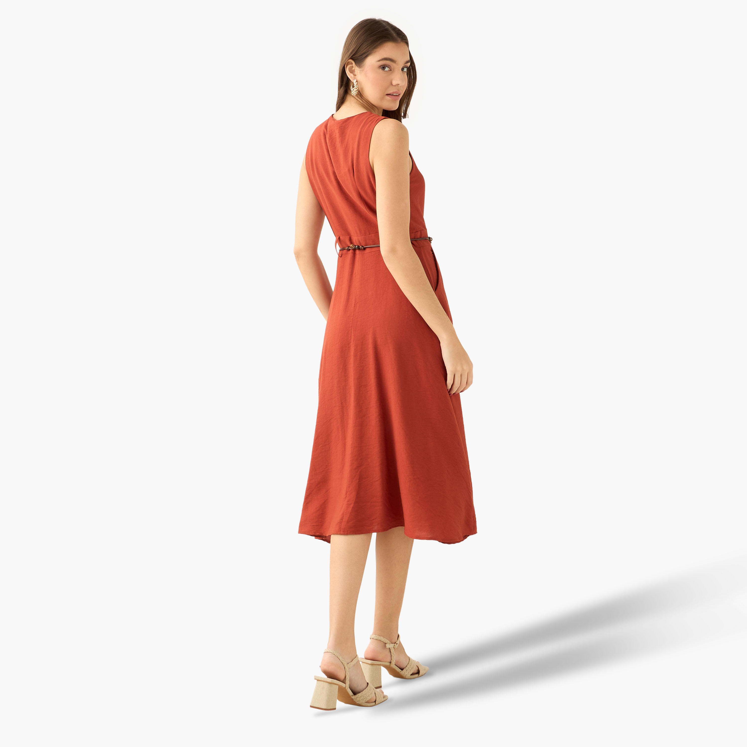 Midi Shirt Dress with Belt-women-clothing-dresses-image-4