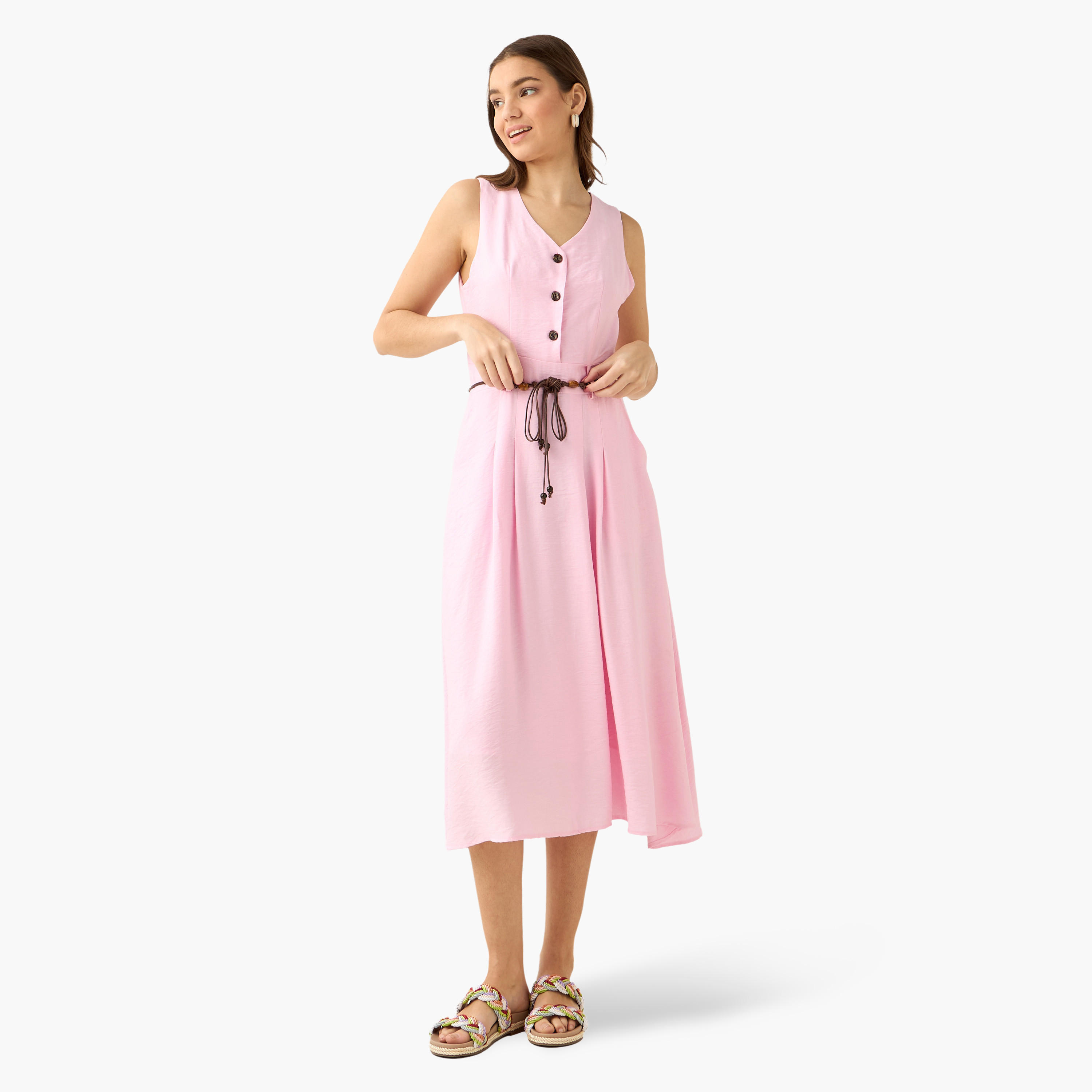 Midi Shirt Dress with Belt-women-clothing-dresses-image-3
