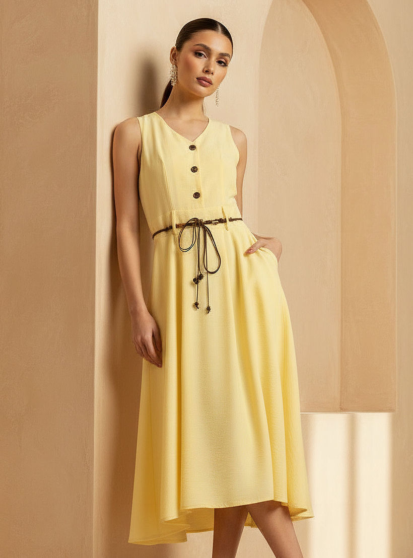 Midi Shirt Dress with Belt-women-clothing-dresses-image-1