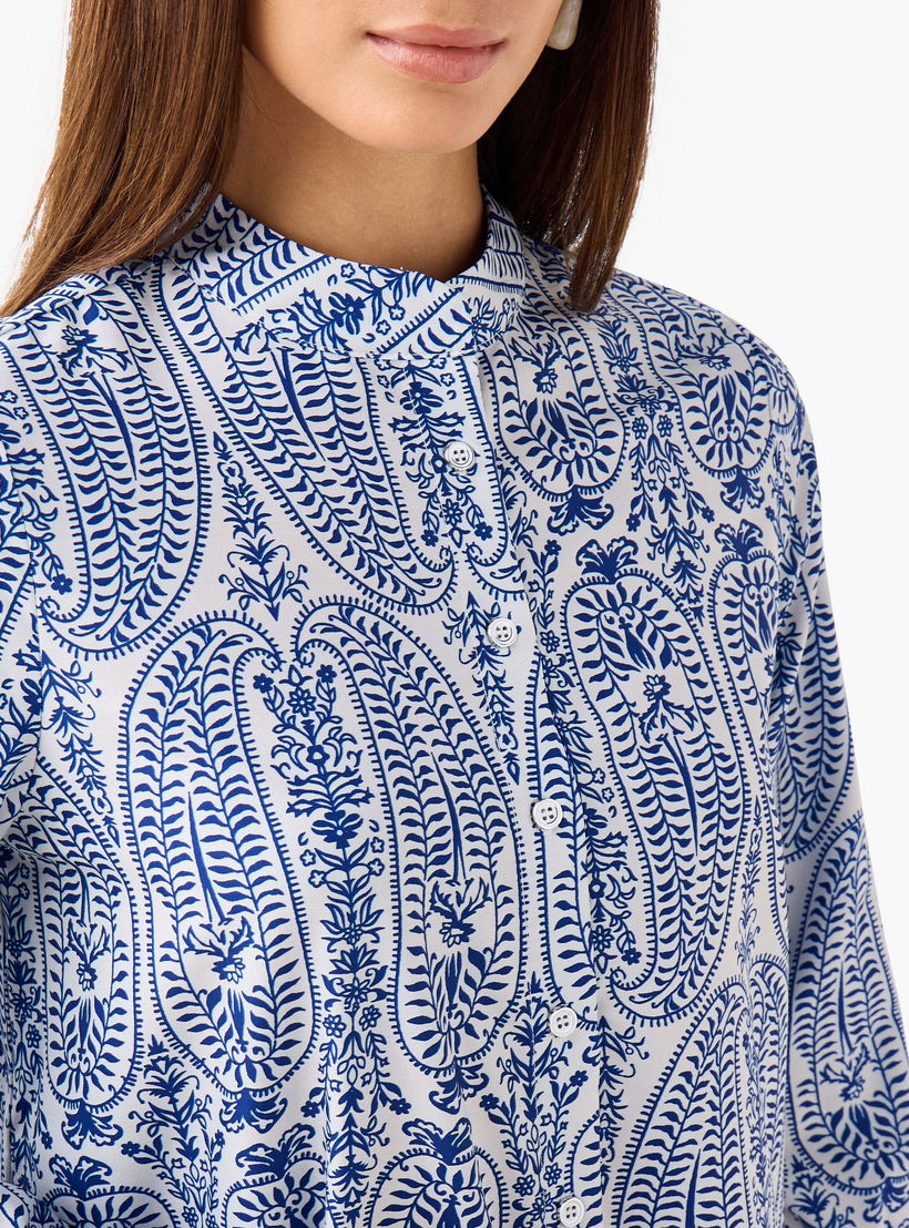 Regular Fit Printed Shirt with Mandarin Collar-women-clothing-shirtsandblouses-shirts-image-5