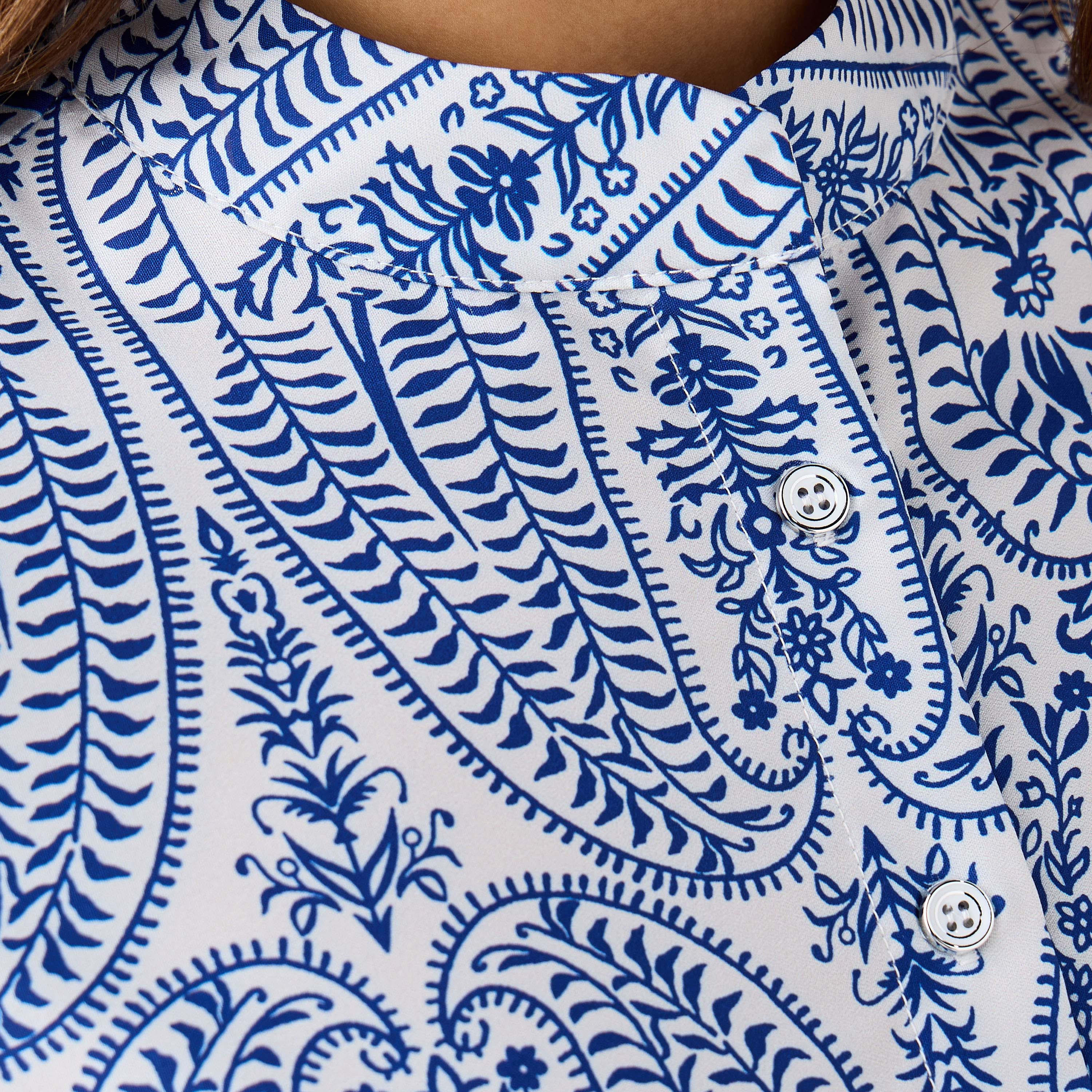 Regular Fit Printed Shirt with Mandarin Collar-women-clothing-shirtsandblouses-shirts-image-2