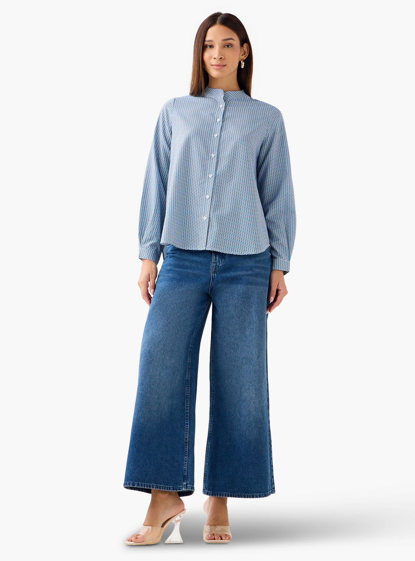 قميص بقصة عادية وياقة ماندارين وطبعات-women-clothing-shirtsandblouses-shirts-image-3