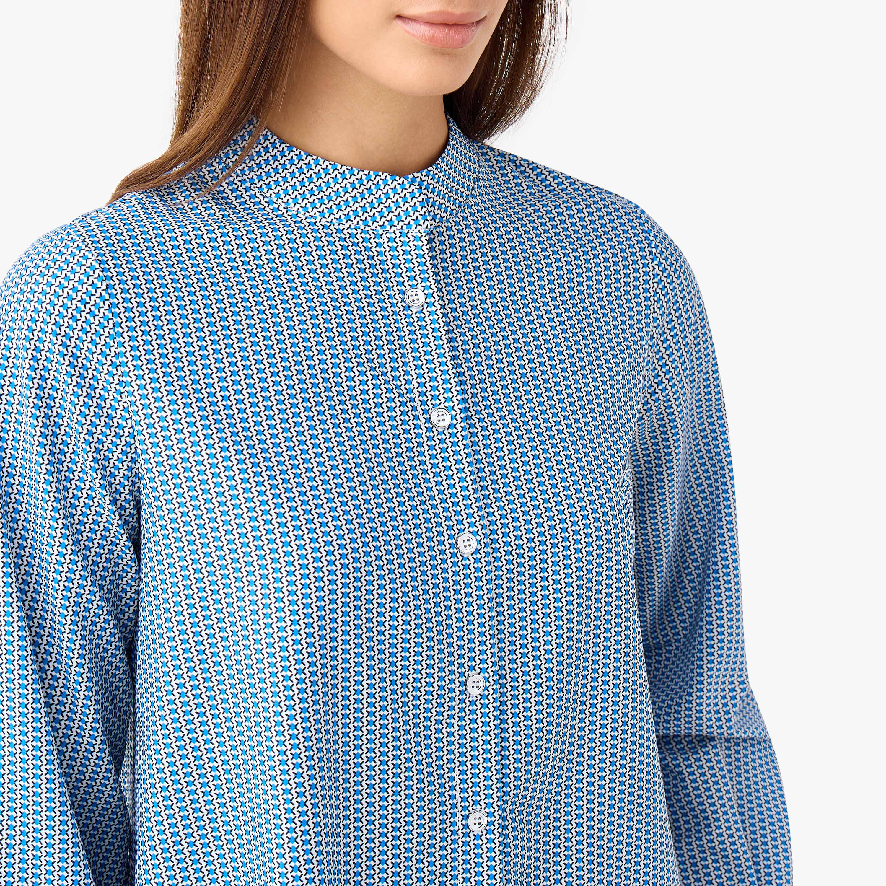 Regular Fit Printed Shirt with Mandarin Collar-women-clothing-shirtsandblouses-shirts-image-5
