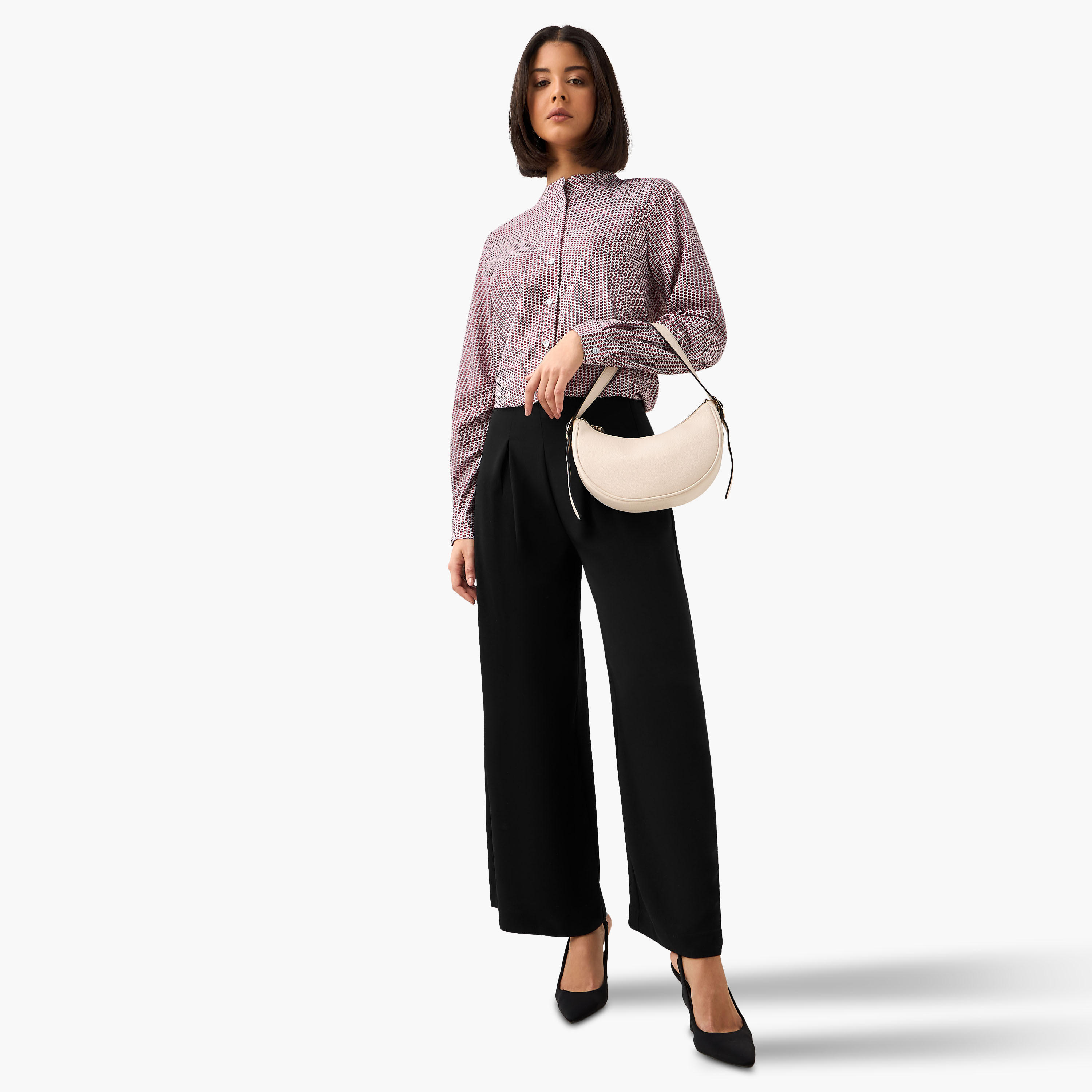 Regular Fit Printed Shirt with Mandarin Collar-women-clothing-shirtsandblouses-shirts-image-3