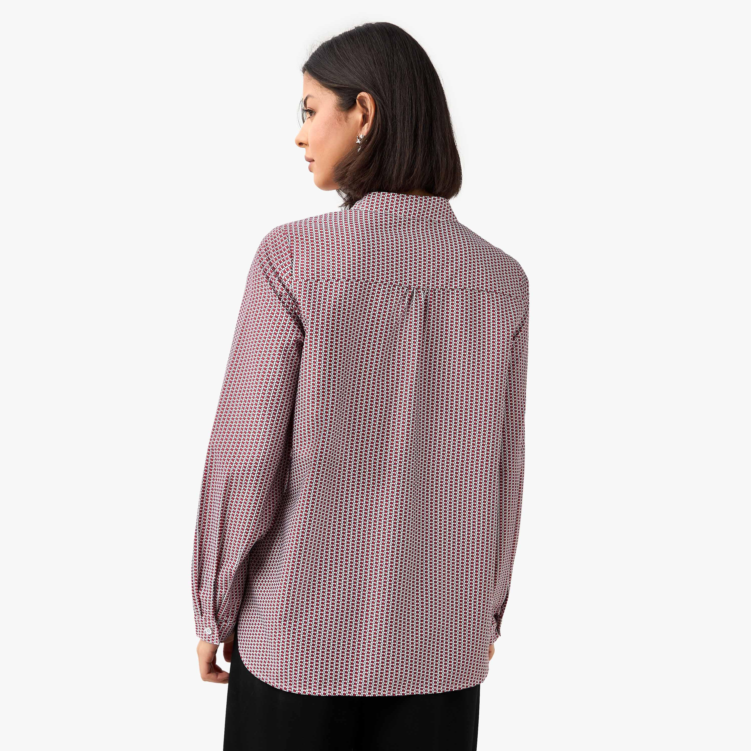 Regular Fit Printed Shirt with Mandarin Collar-women-clothing-shirtsandblouses-shirts-image-4