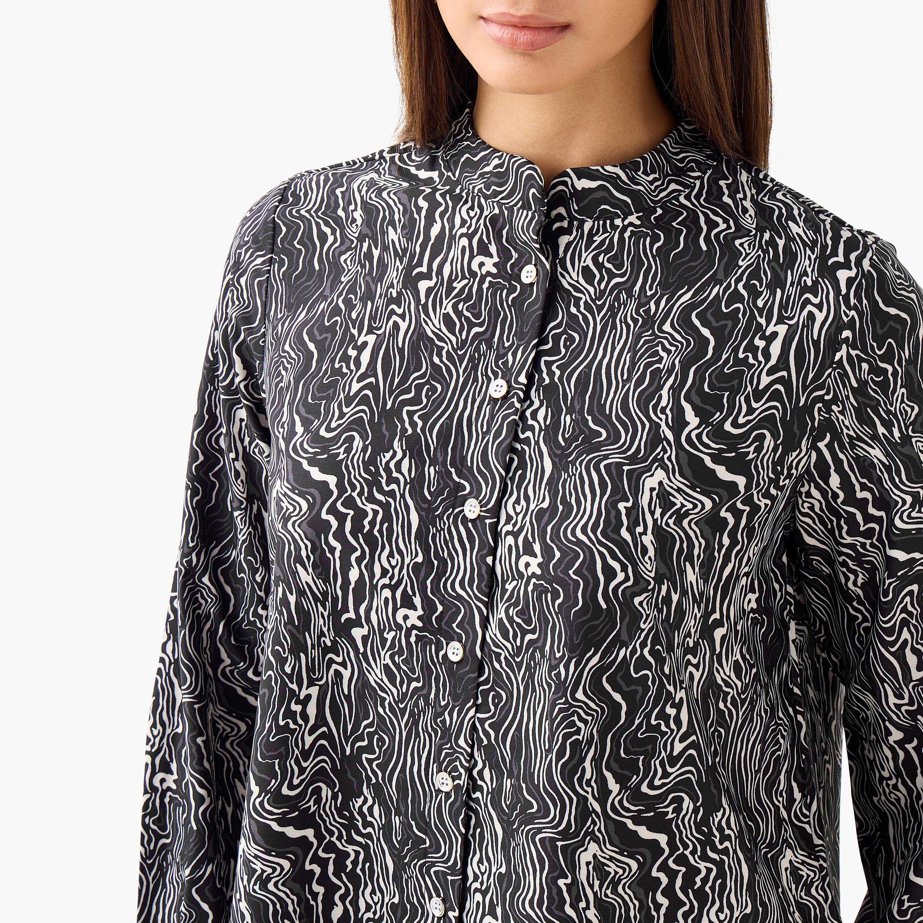 قميص بقصة عادية وياقة ماندارين وطبعات-women-clothing-shirtsandblouses-shirts-image-5