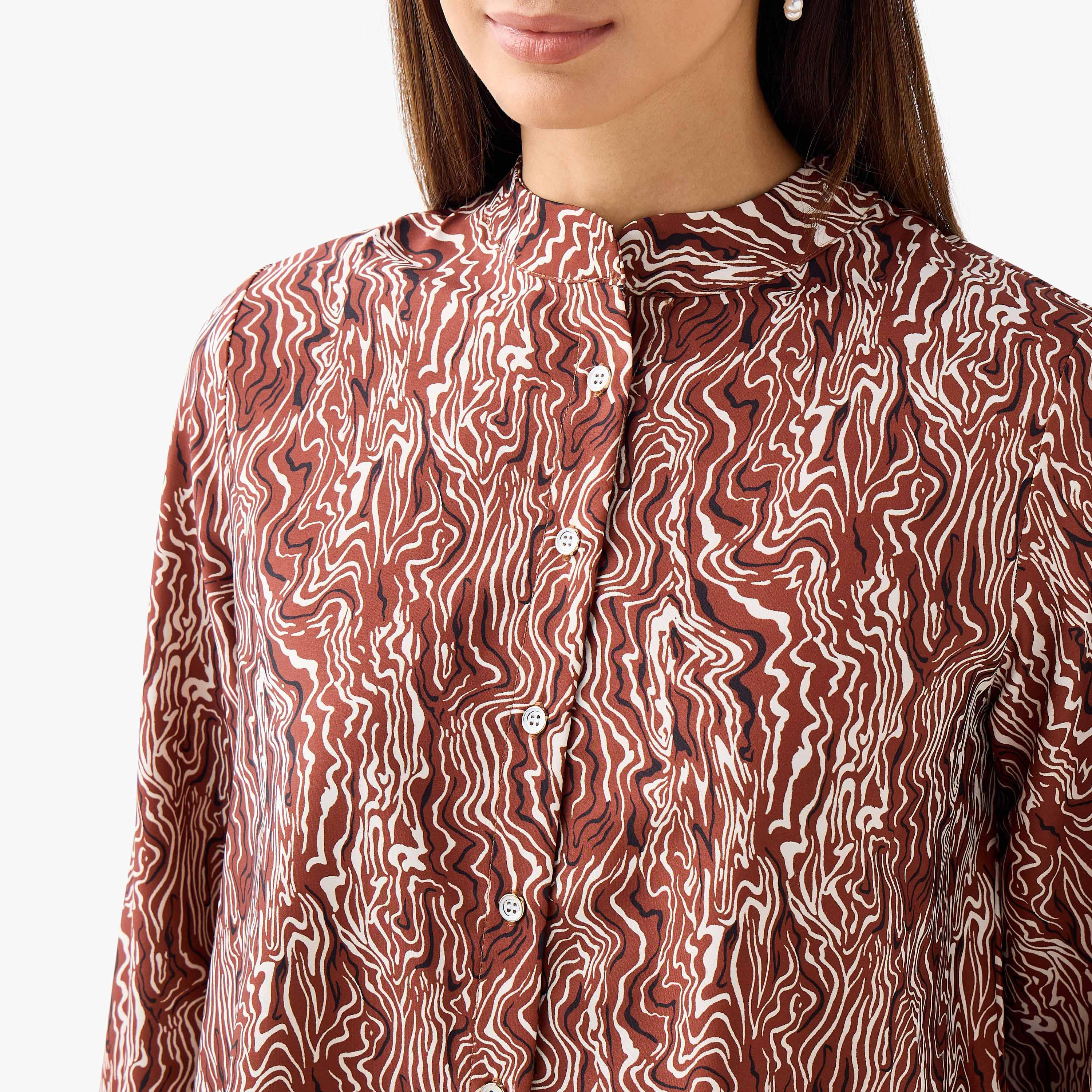 قميص بقصة عادية وياقة ماندارين وطبعات-women-clothing-shirtsandblouses-shirts-image-5