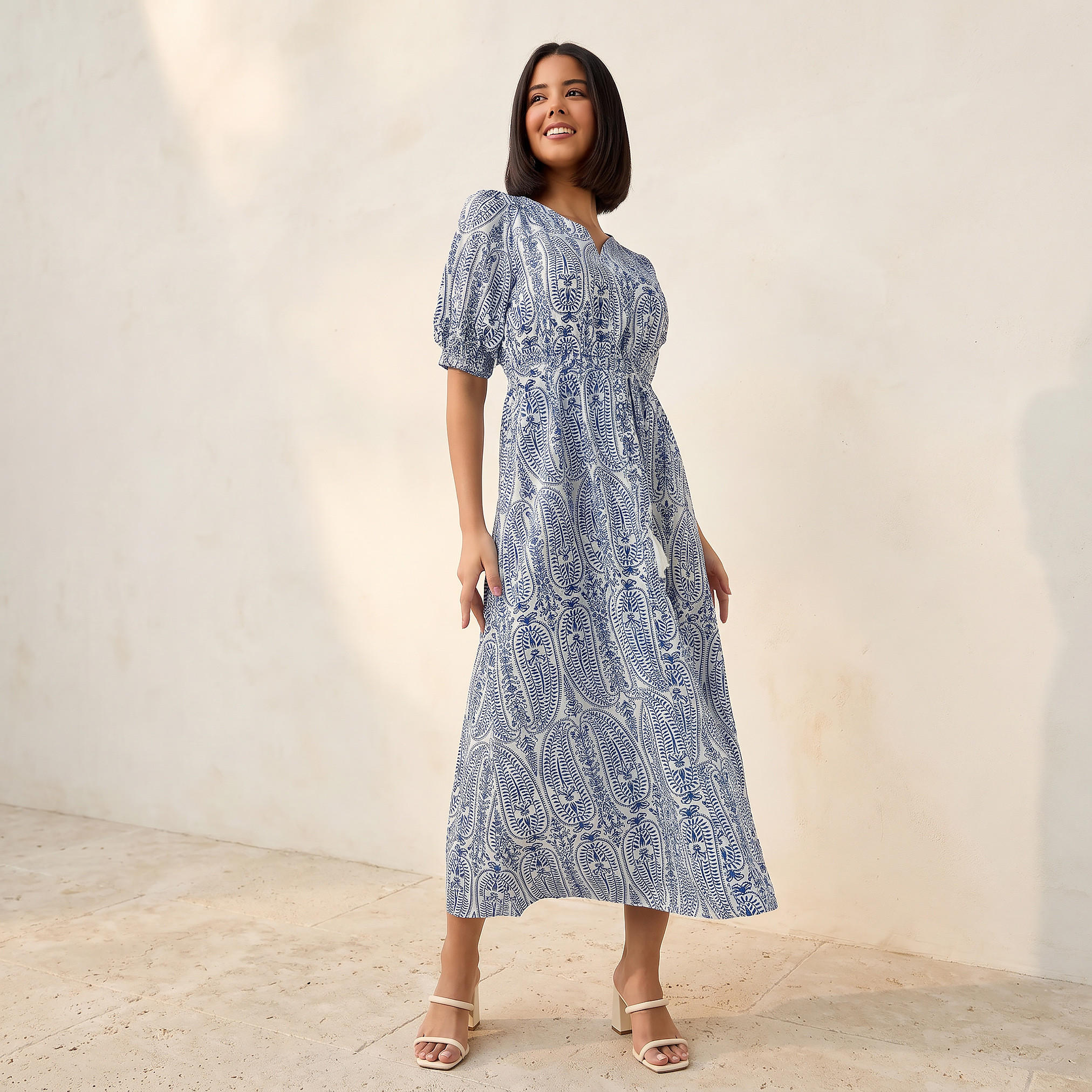 فستان بحزام وطبعات بيزلي للنساء-women-clothing-dresses-image-1