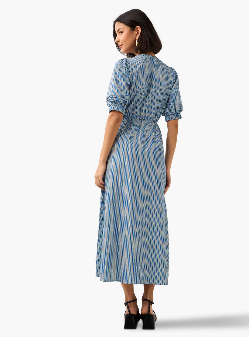 Geometric Print Women Dress with Belt-women-clothing-dresses-image-3