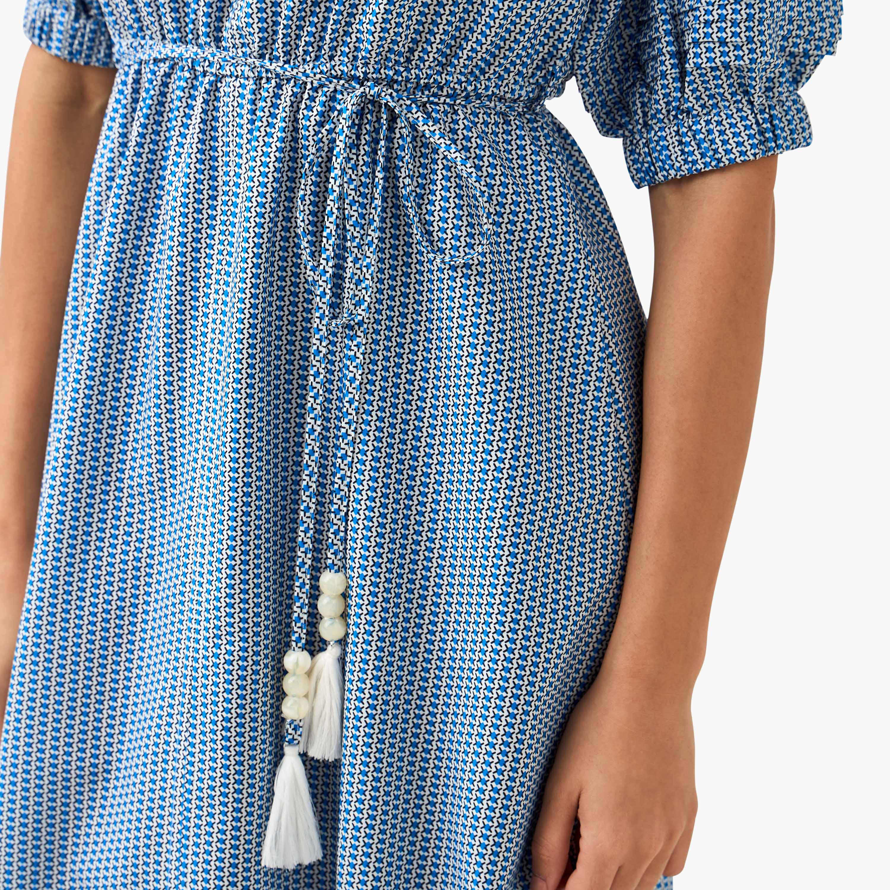 Geometric Print Women Dress with Belt-women-clothing-dresses-image-5