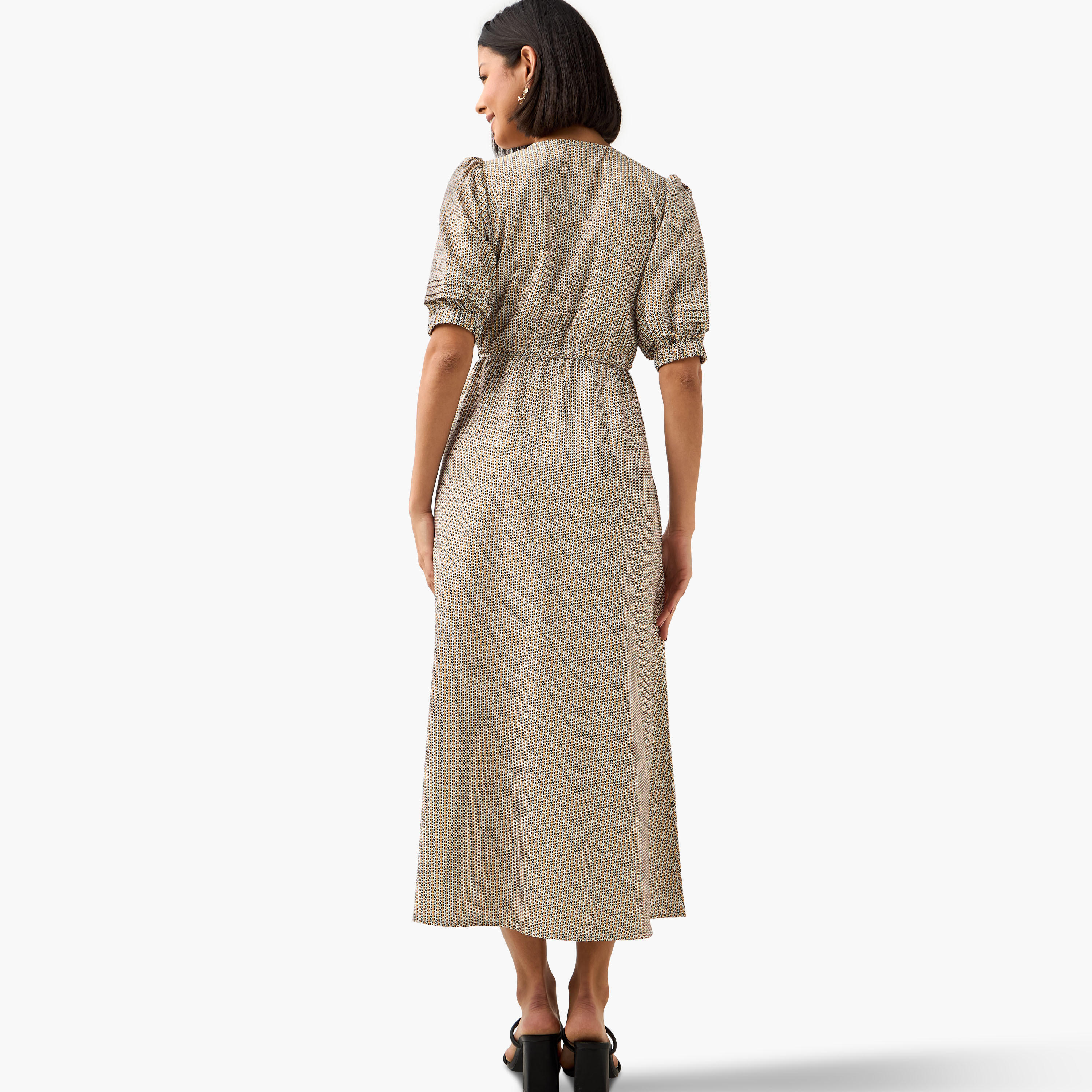 Geometric Print Women Dress with Belt-women-clothing-dresses-image-3