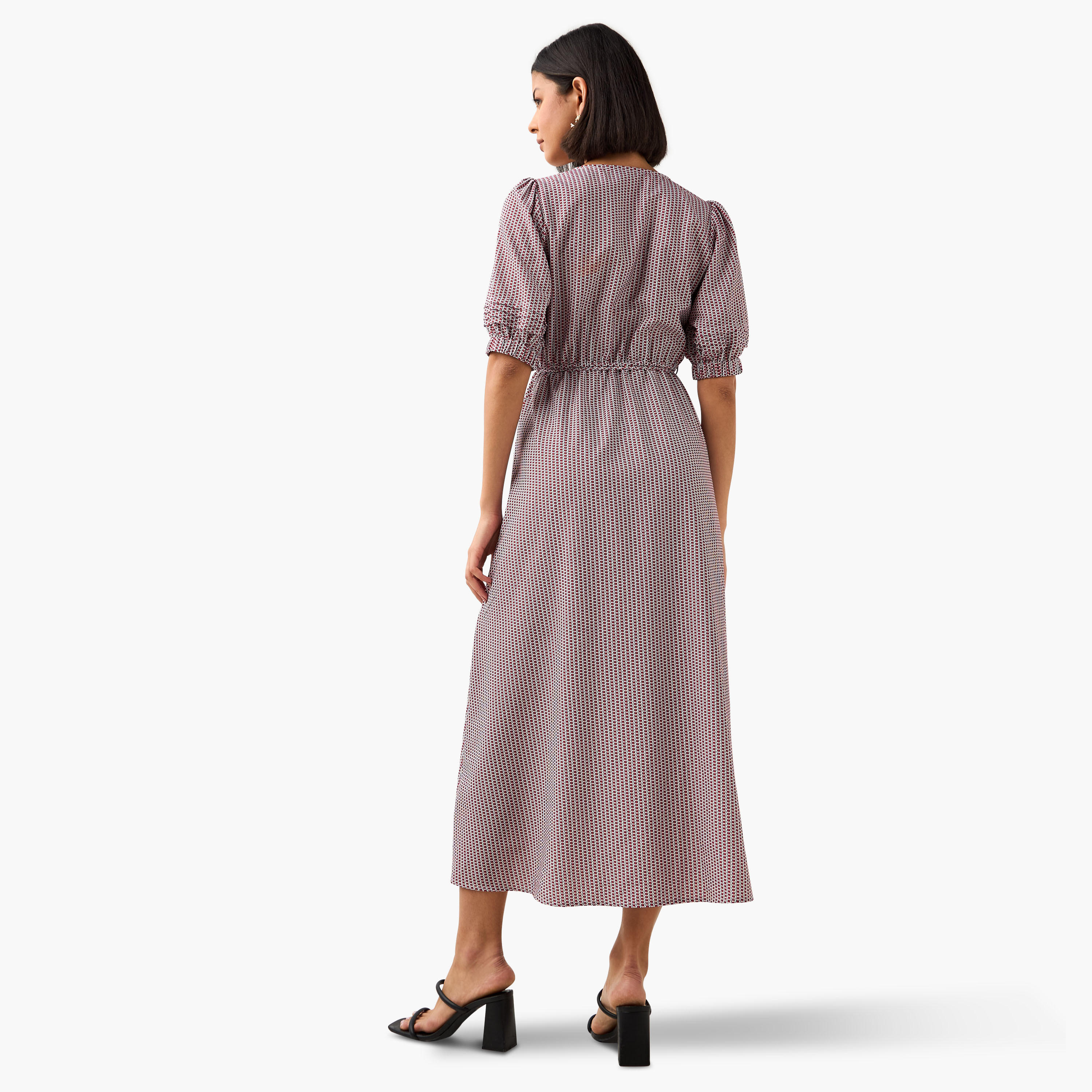 Geometric Print Women Dress with Belt-women-clothing-dresses-image-3