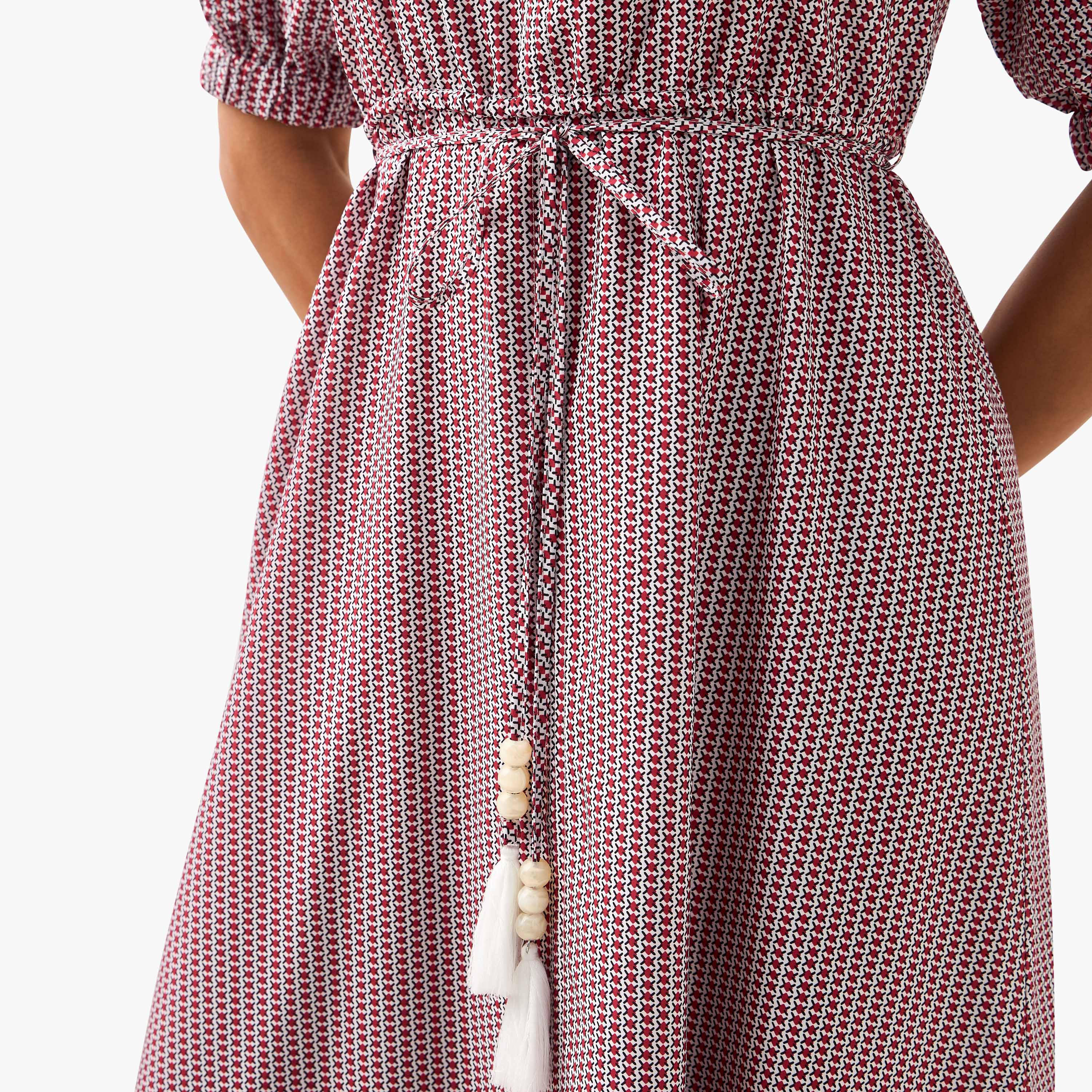 Geometric Print Women Dress with Belt-women-clothing-dresses-image-5