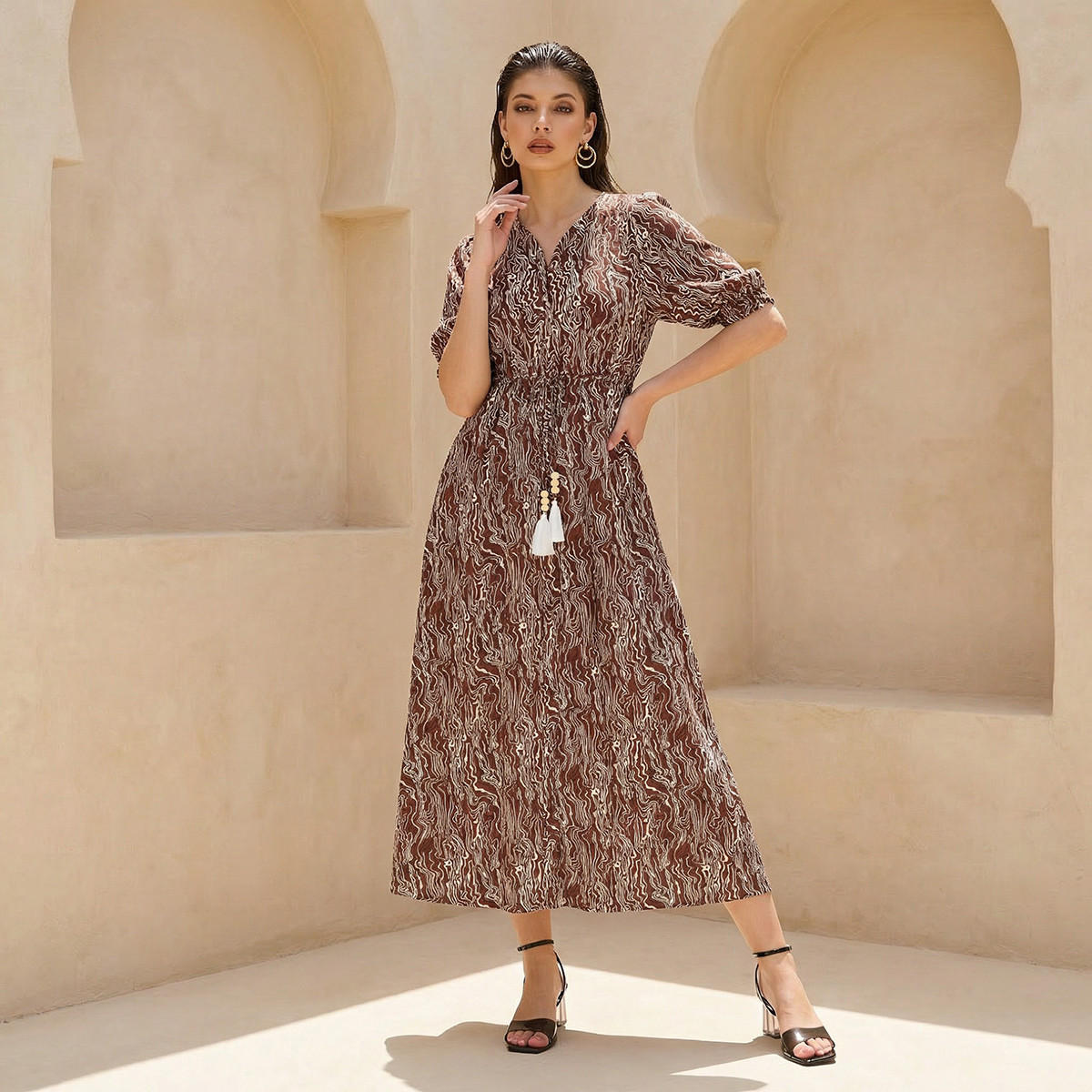 فستان مكشوف الأكتاف بأربطة وطبعات من كاسي-women-clothing-dresses-image-1