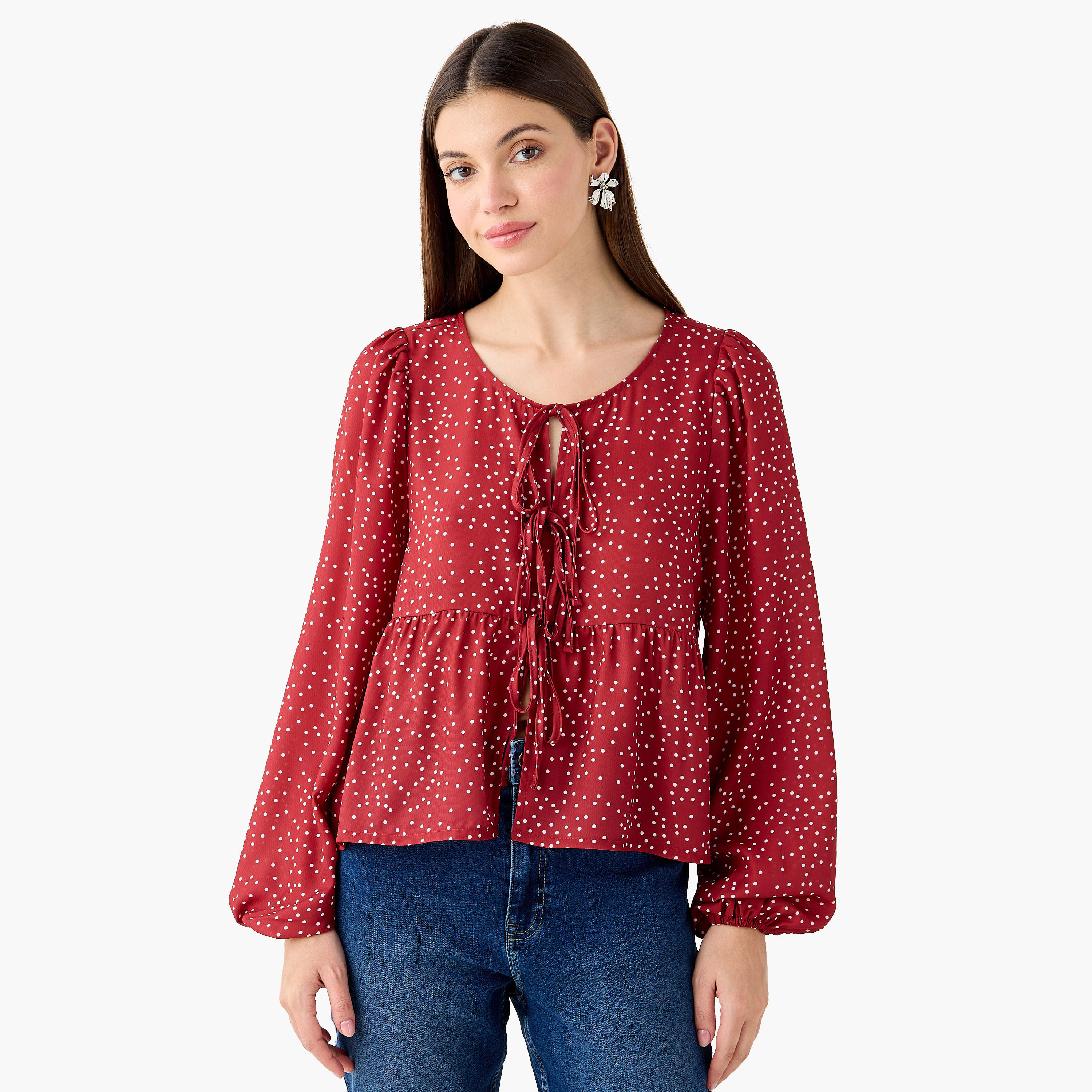 Peplum Top with Polka Dot Print-PROMO_SP_SA_2FOR129_110625-image-1