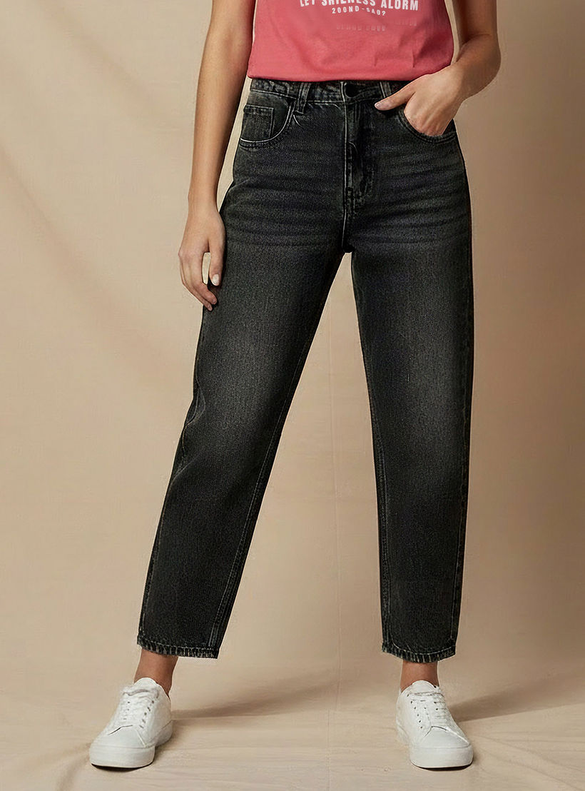 بنطلون جينز بقصة مام وخصر مرتفع للنساء-women-clothing-bottoms-jeans-image-1