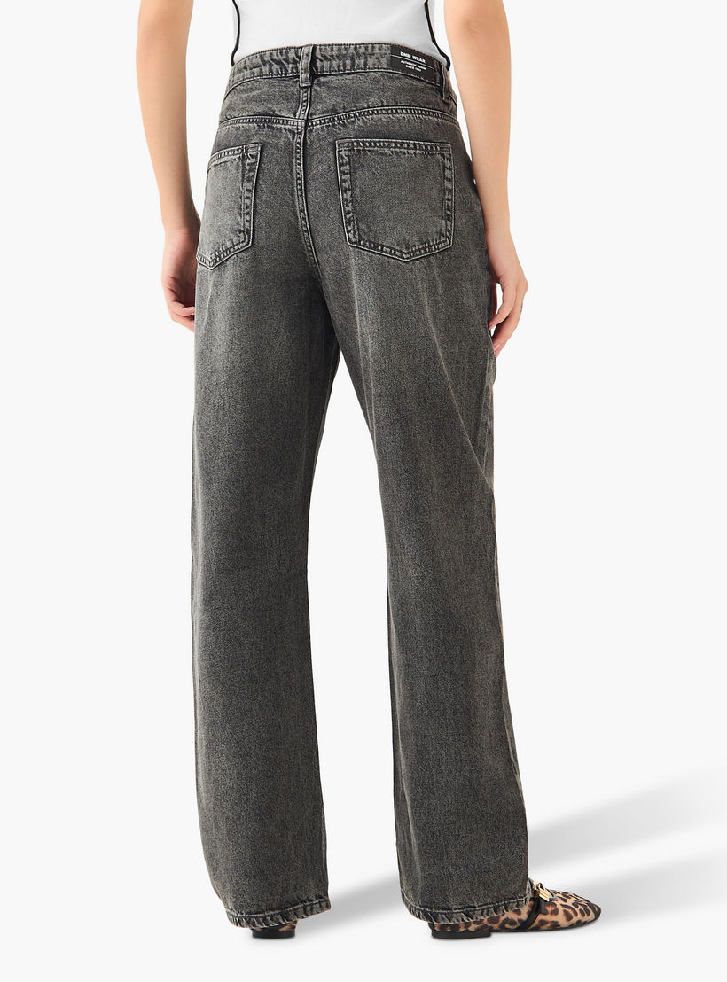 بنطلون جينز بقصة مستقيمة وخصر متوسط الارتفاع للنساء-women-clothing-bottoms-jeans-image-4