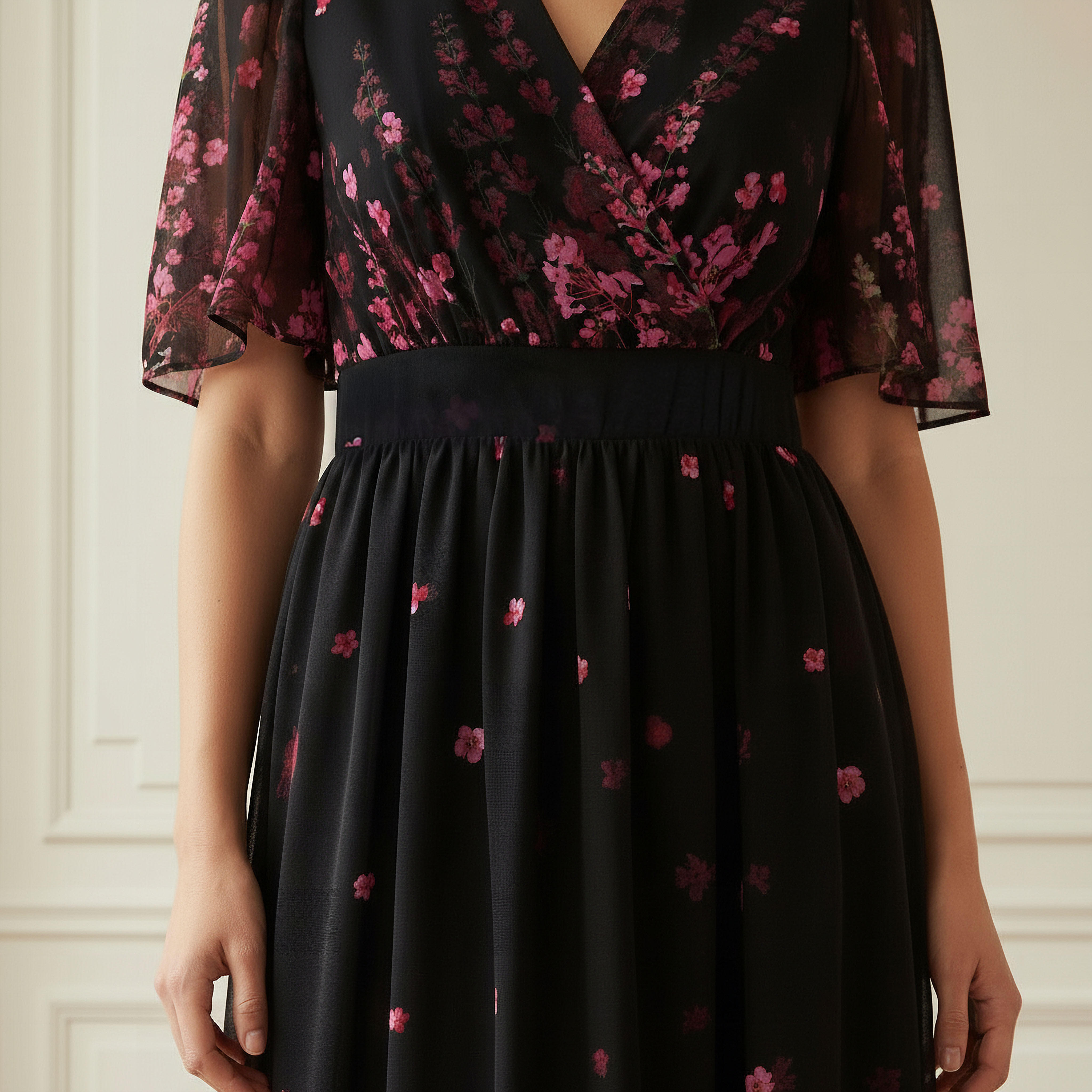 Floral Print Midi Dress with V-neck and Short Ruffle Sleeves-PROMO_SP_AE_2FOR169_110625-image-4