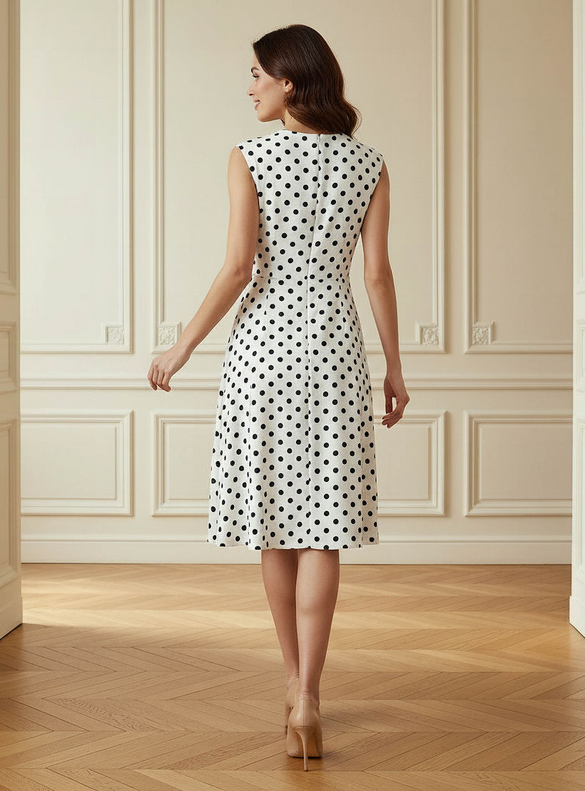 فستان قصير بدون أكمام بطبعات منقطة وياقة ضيقة-women-clothing-dresses-image-3