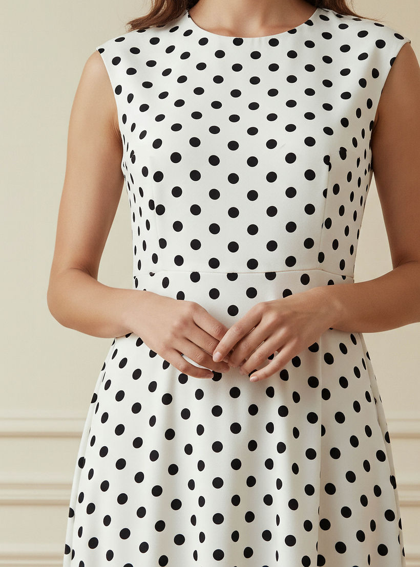 فستان قصير بدون أكمام بطبعات منقطة وياقة ضيقة-women-clothing-dresses-image-4