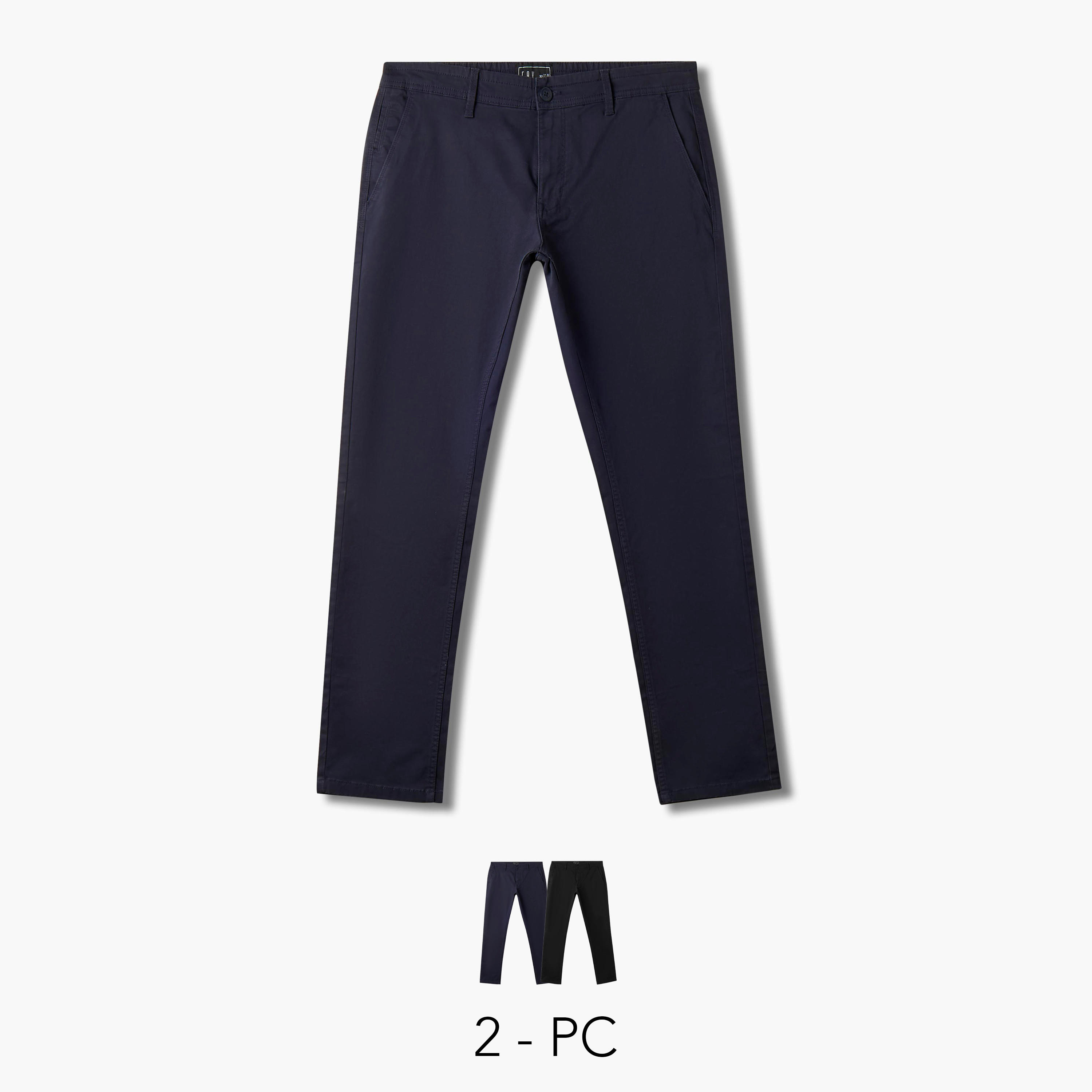 Men Regular Fit Flexi Waist Chinos - Set of 2-men-clothing-bottoms-trousersandchinos-chinos-image-1