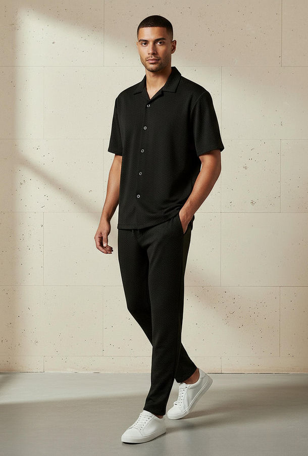 Textured Shirt and Trousers Set-men-clothing-sportswearandactivewear-image-1