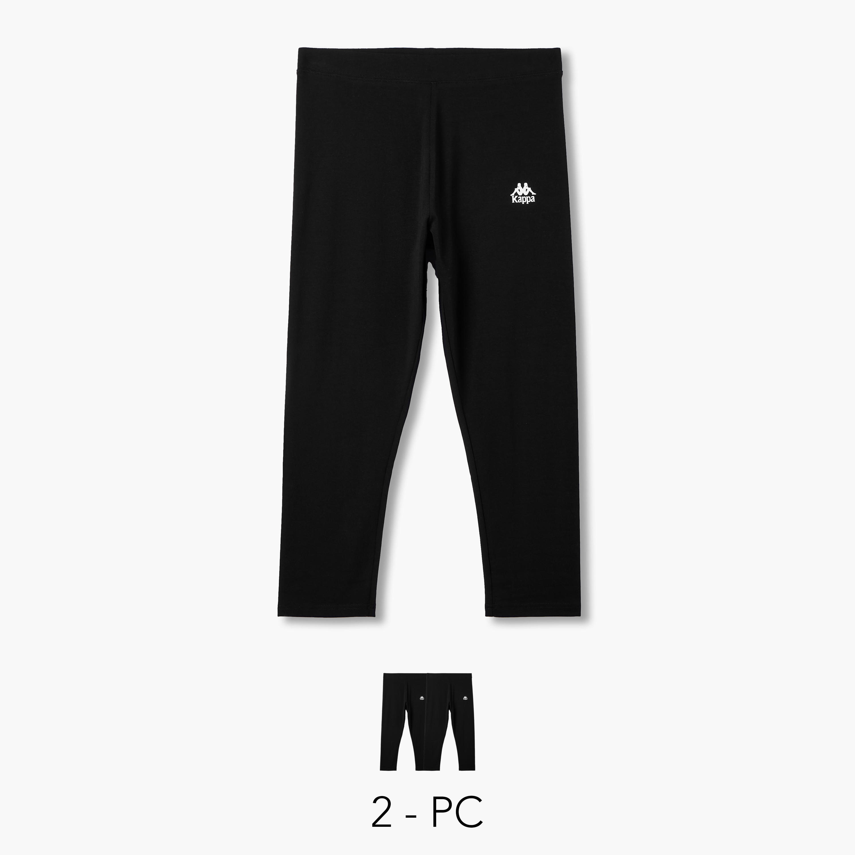 طقم ليقنز قصير بخصر متوسط قطعتين بتصميم شعار كابا-sports-women-clothing-activewearleggings-image-1