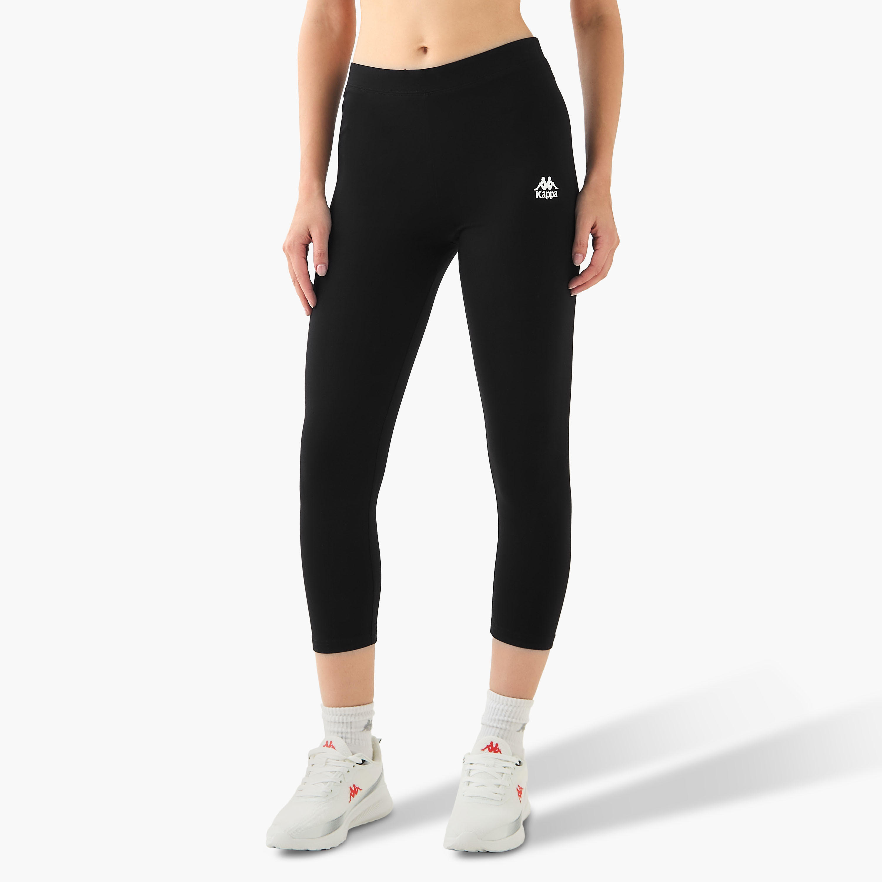 طقم ليقنز قصير بخصر متوسط قطعتين بتصميم شعار كابا-sports-women-clothing-activewearleggings-image-2