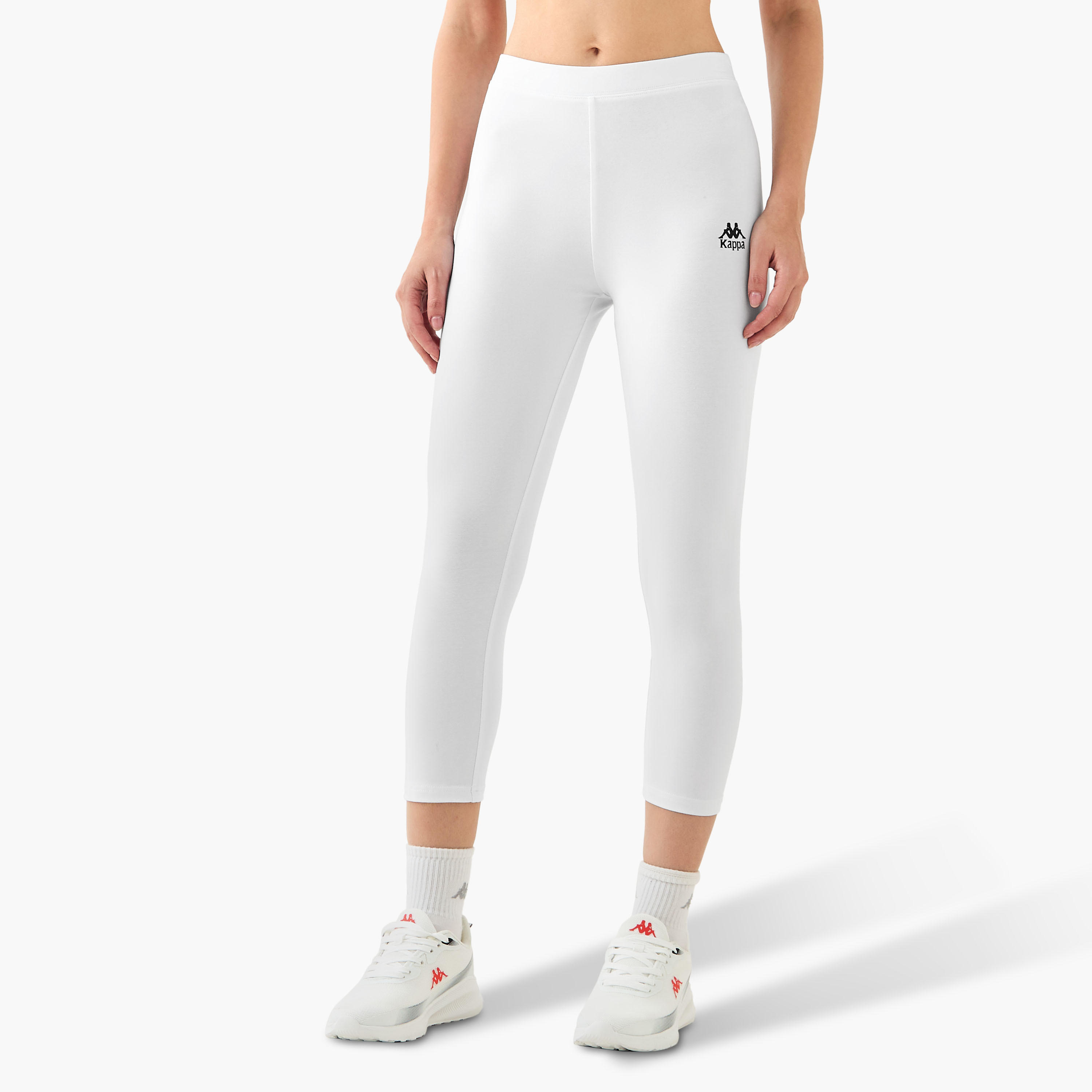 طقم ليقنز قصير بخصر متوسط قطعتين بتصميم شعار كابا-sports-women-clothing-activewearleggings-image-2