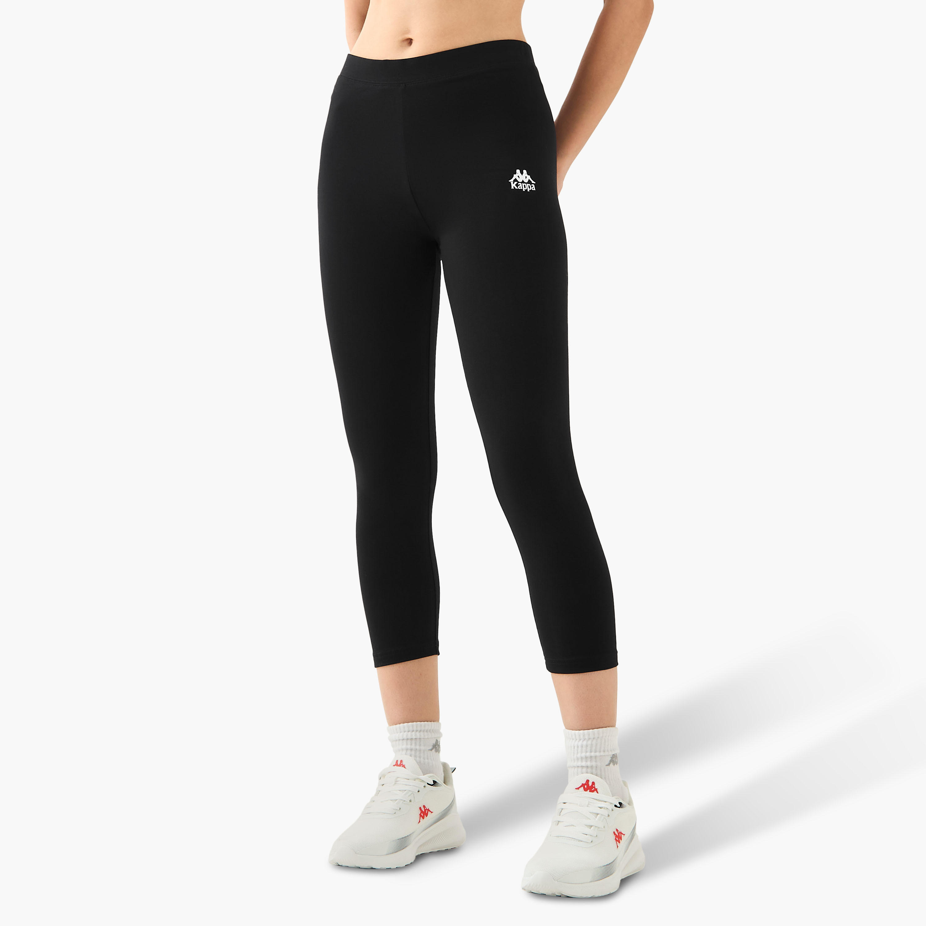 طقم ليقنز قصير بخصر متوسط قطعتين بتصميم شعار كابا-sports-women-clothing-activewearleggings-image-3