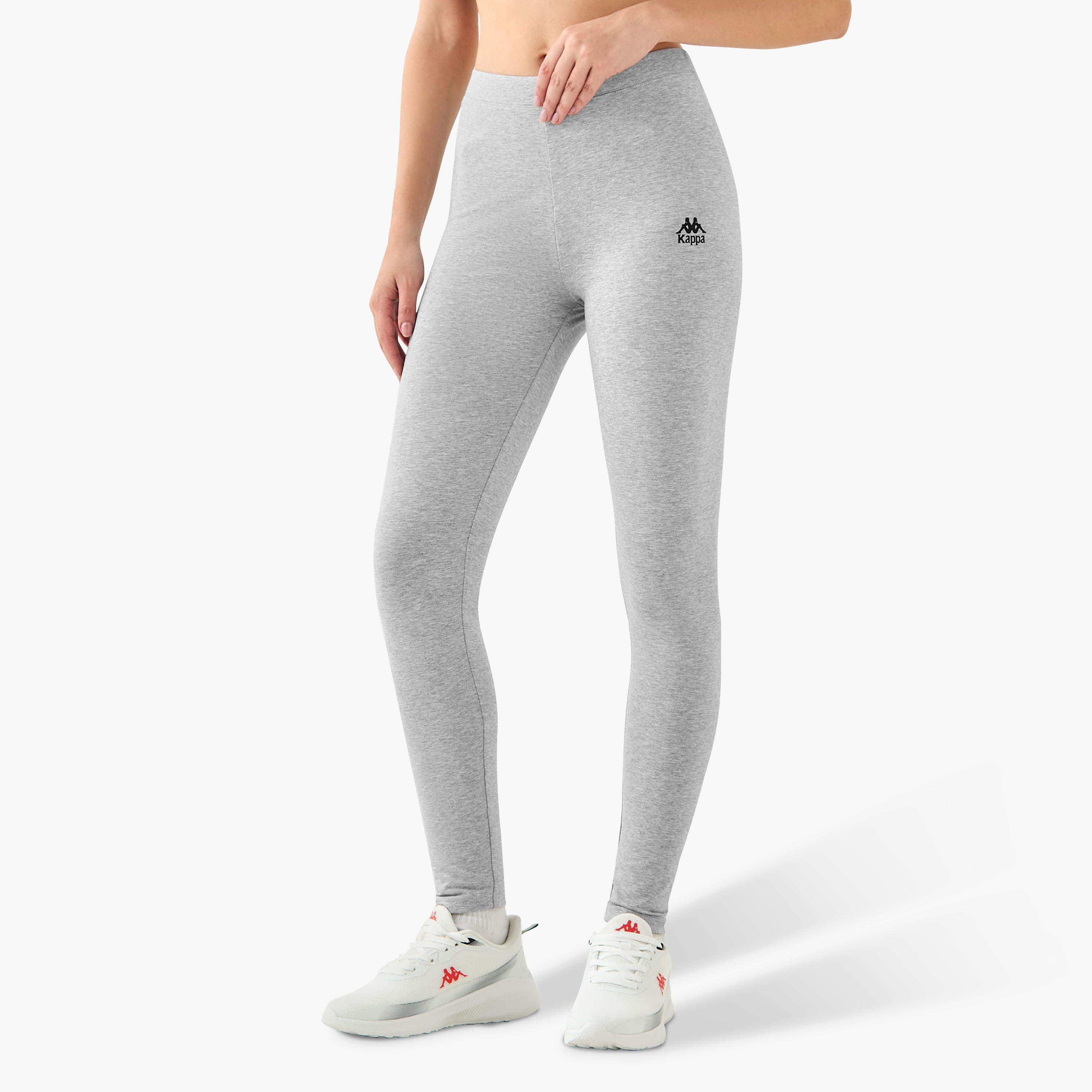 بنطلون ليقنز بطول كامل بخصر مطّاطي وطبعات شعار من كابا-women-clothing-bottoms-leggings-image-3