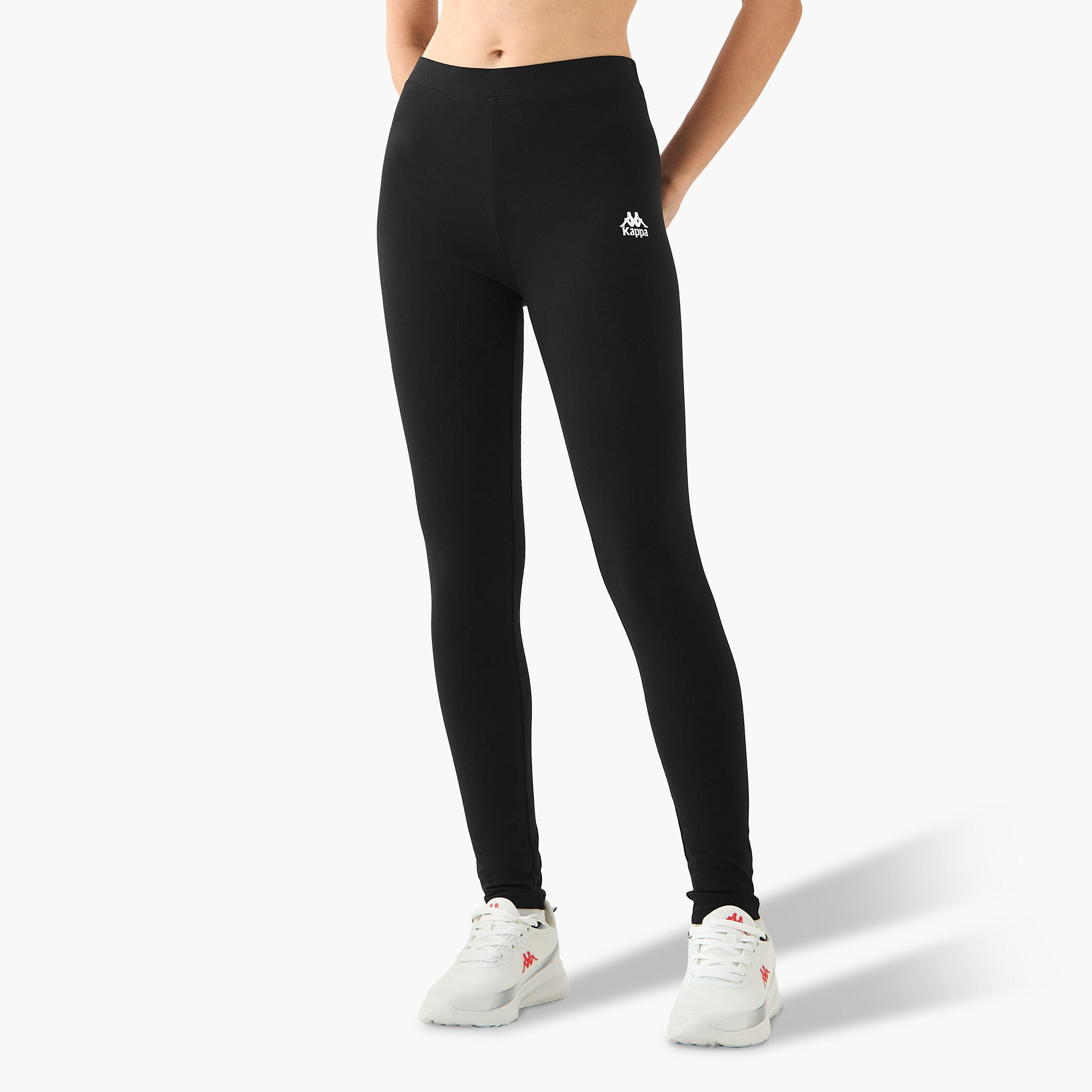 بنطلون ليقنز بطول كامل بخصر مطّاطي وطبعات شعار من كابا-women-clothing-bottoms-leggings-image-4