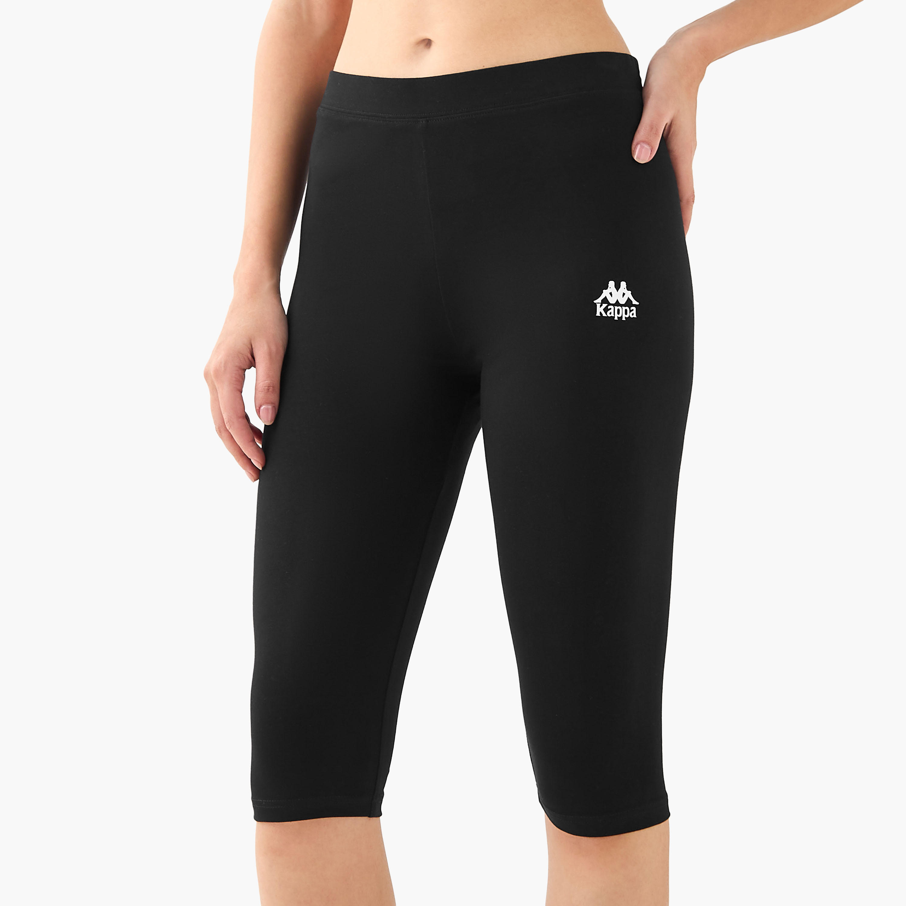 طقم من 2 بنطلون ليقنز مطاطي طول الركبة بتصميم شعار من كابا-sports-women-clothing-activewearleggings-image-2