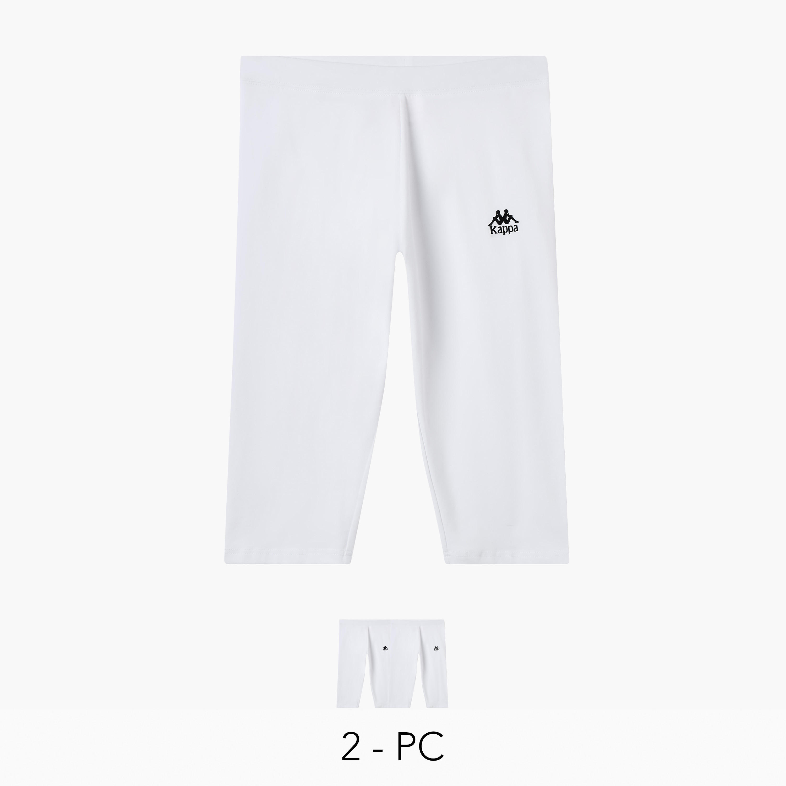 طقم من 2 بنطلون ليقنز مطاطي طول الركبة بتصميم شعار من كابا-sports-women-clothing-activewearleggings-image-1