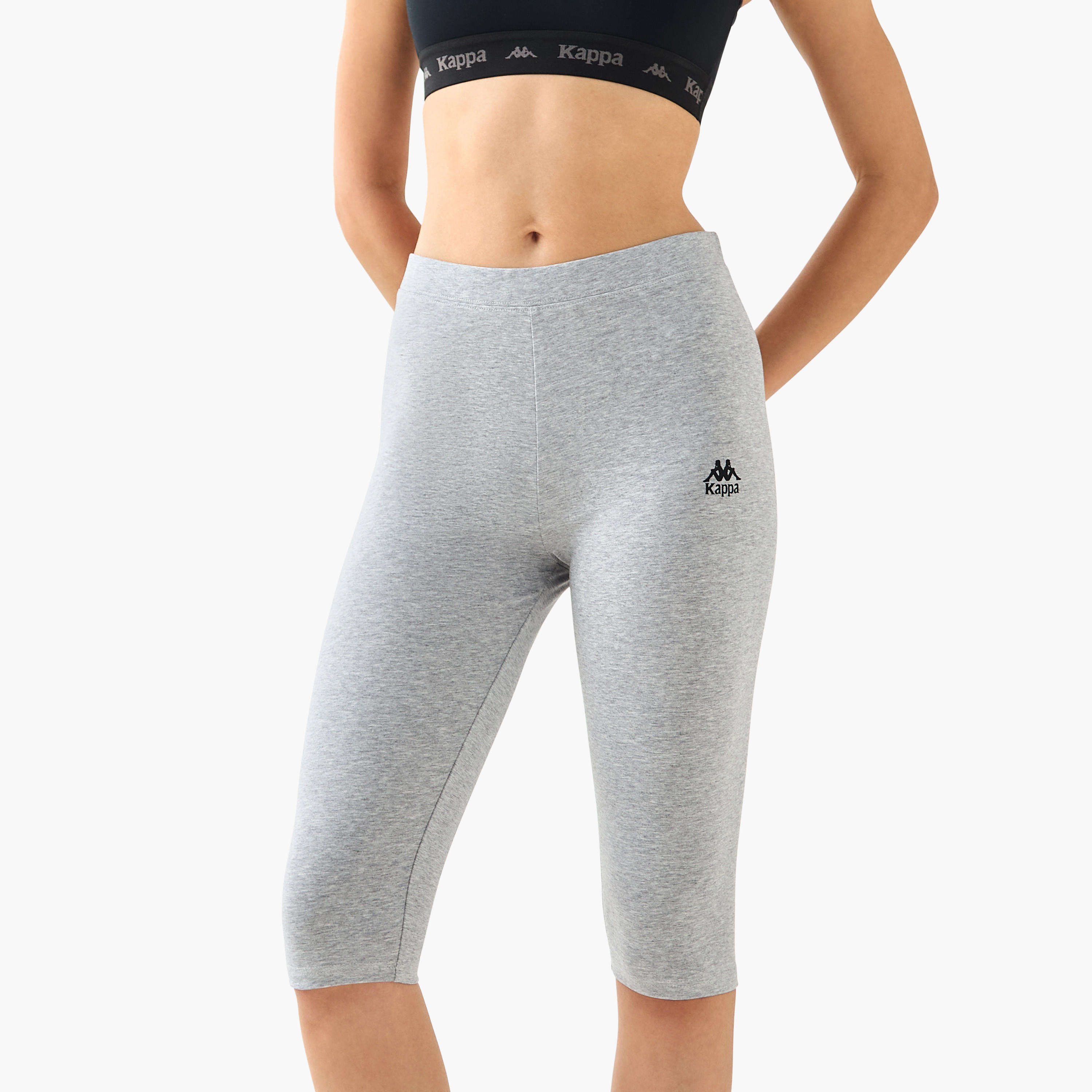 بنطلون ليقنز بطول الركبة بخصر مطاطي وتصميم شعار من كابا - طقم 3-women-clothing-bottoms-leggings-image-2