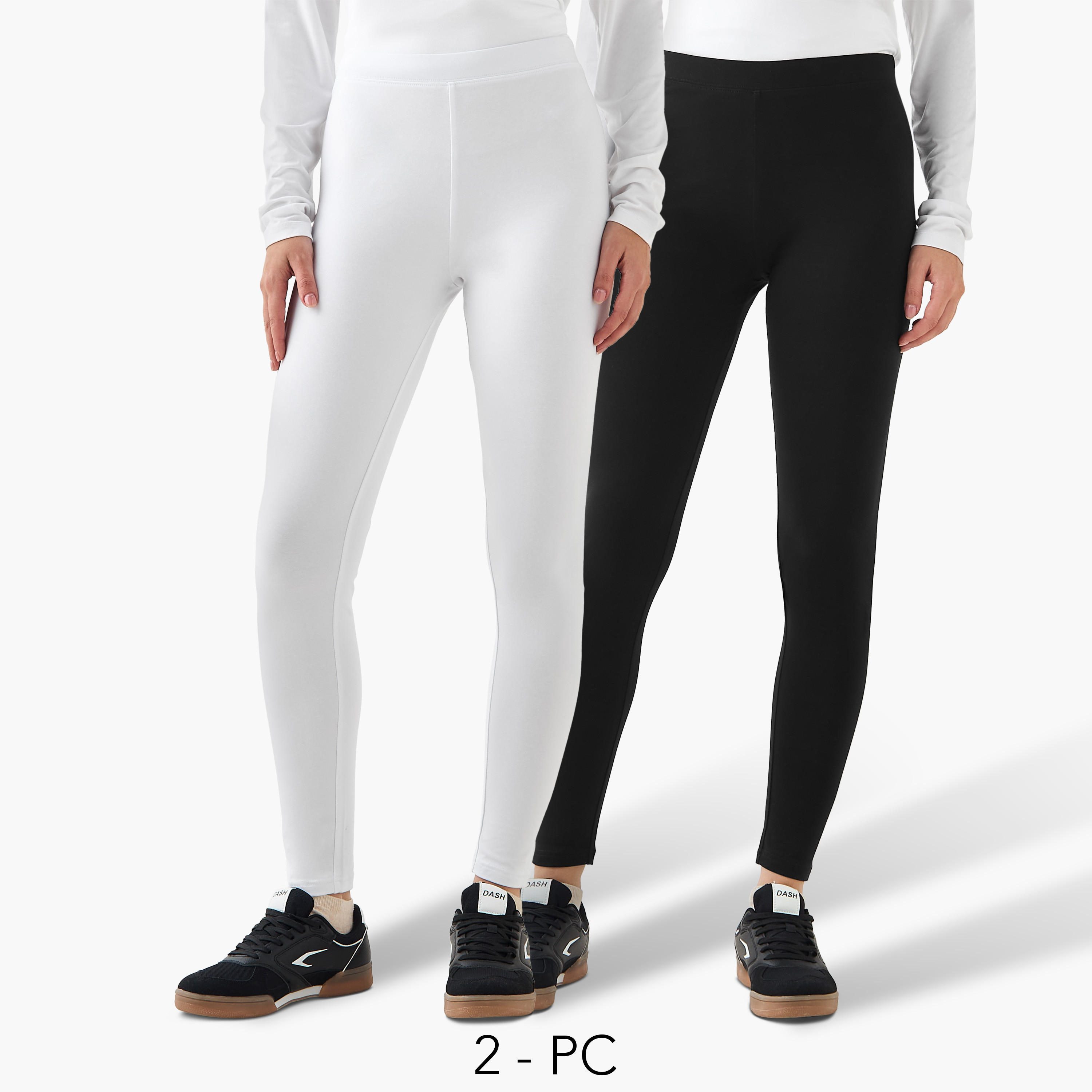 طقم بنطلون ليقنز من قطعتين بطول كامل وخصر مطاطي-women-clothing-bottoms-leggings-image-1