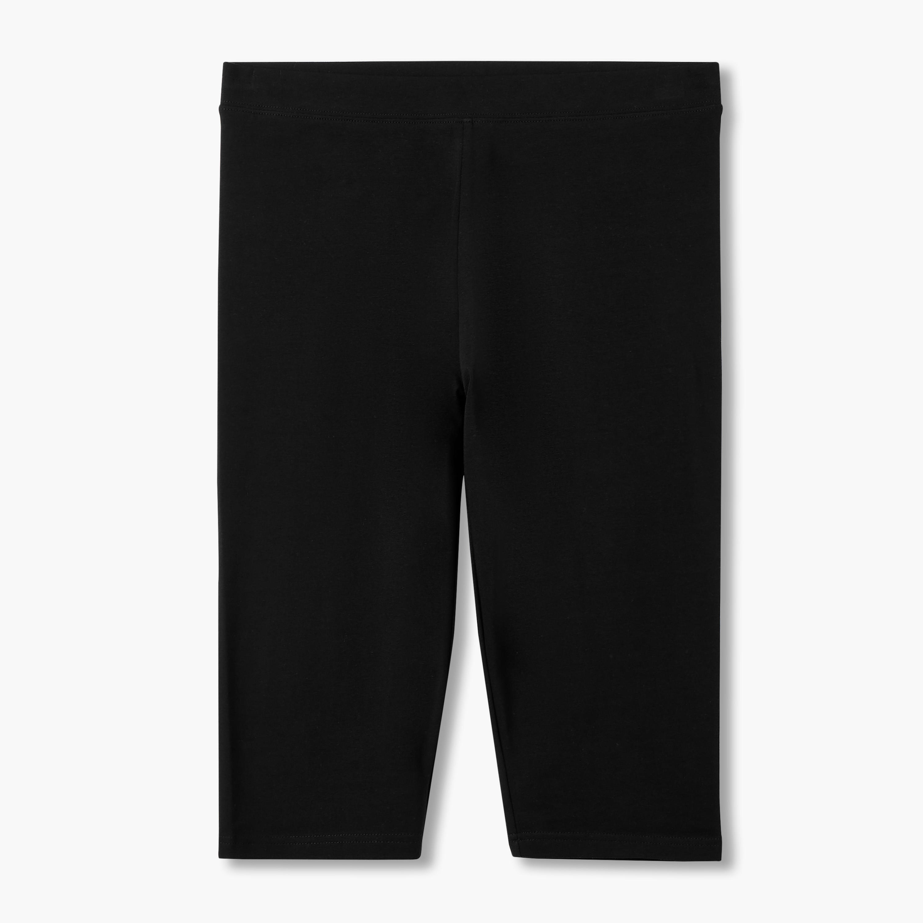 Pack of 2 Mid-Rise Knee Length Leggings with Elasticated Waistband-women-clothing-bottoms-leggings-image-3