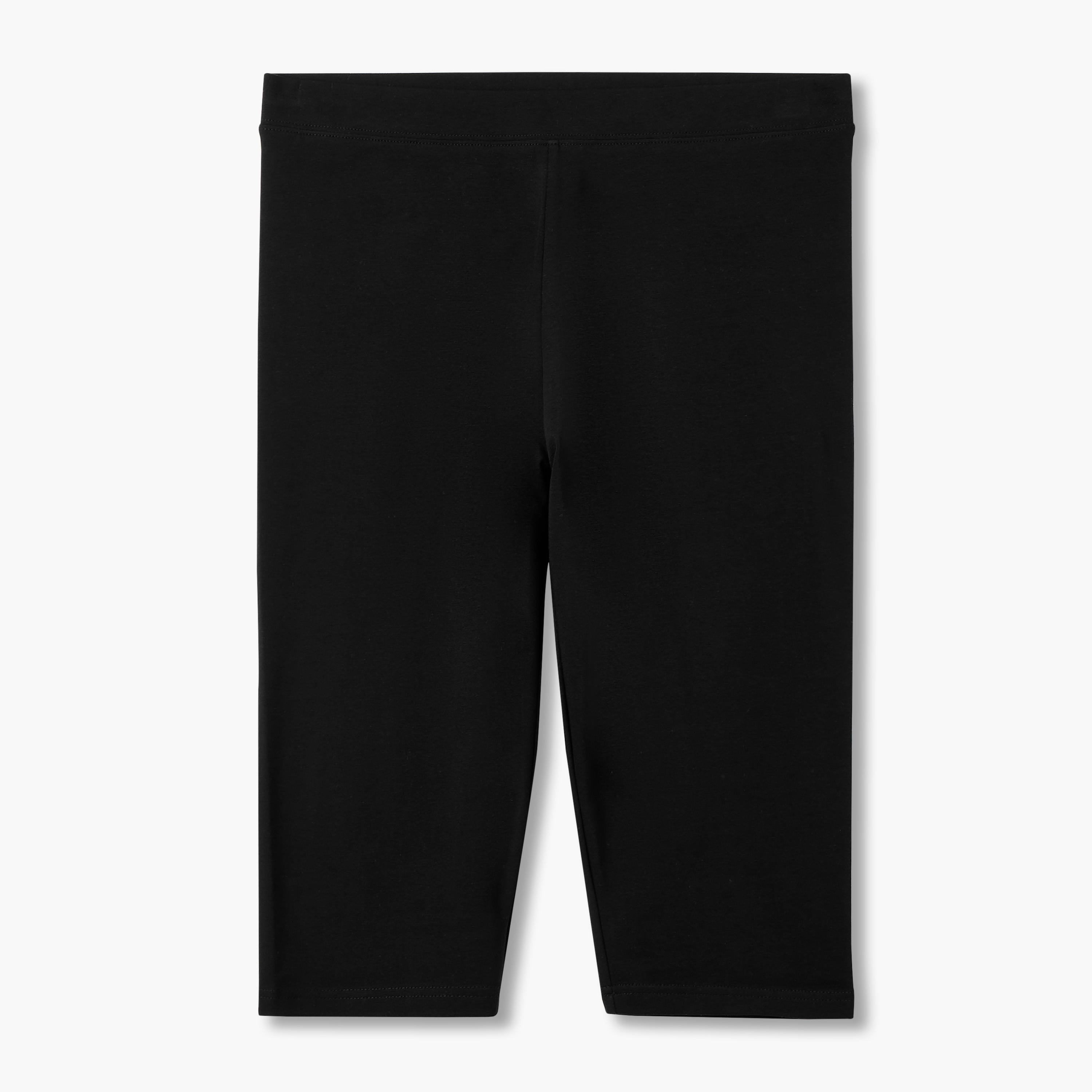 Pack of 2 Mid-Rise Knee Length Leggings with Elasticated Waistband-women-clothing-bottoms-leggings-image-4