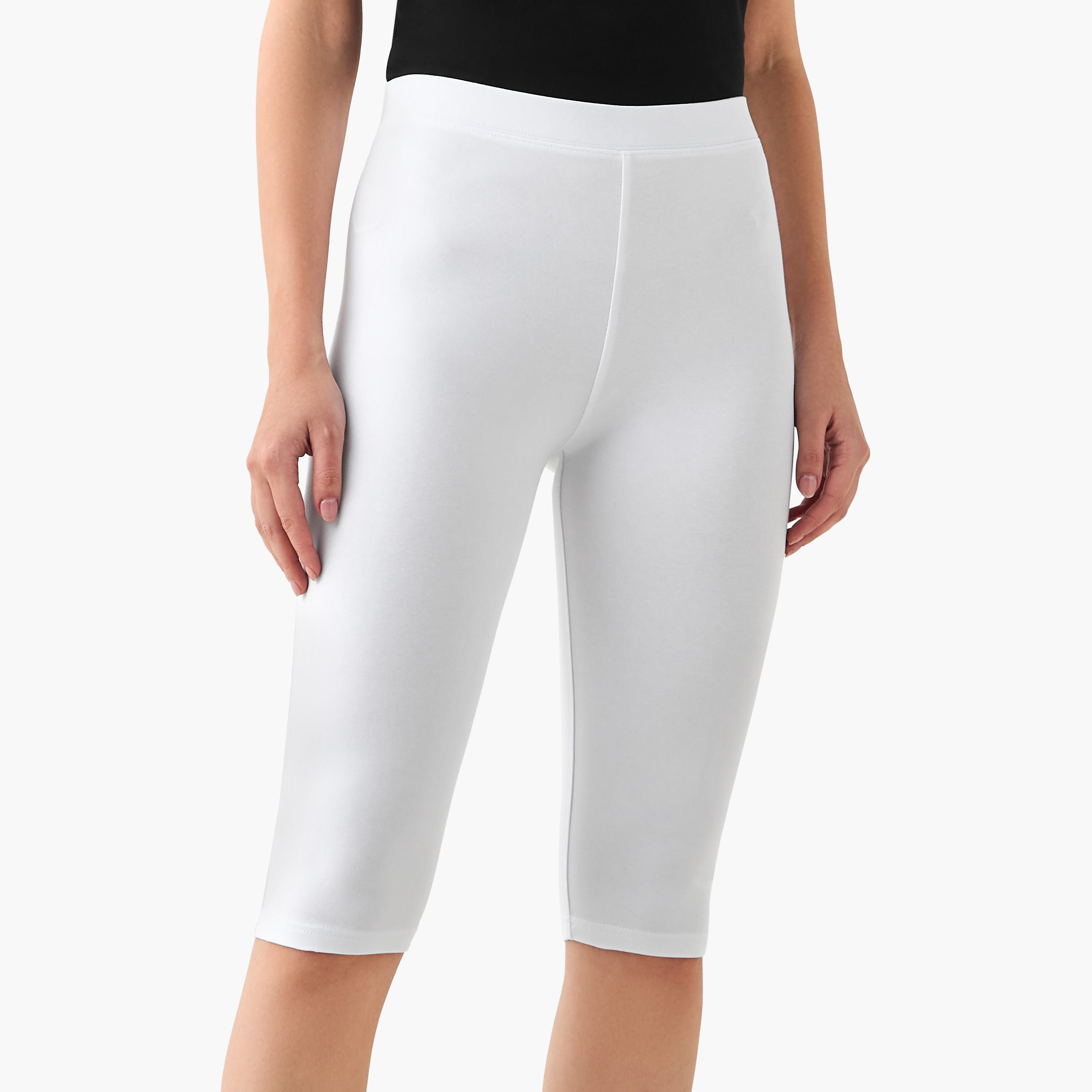 طقم من 2 بنطلون ليقنز بطول الركبة وخصر متوسط الارتفاع بحزام مطاطي-women-clothing-bottoms-leggings-image-3