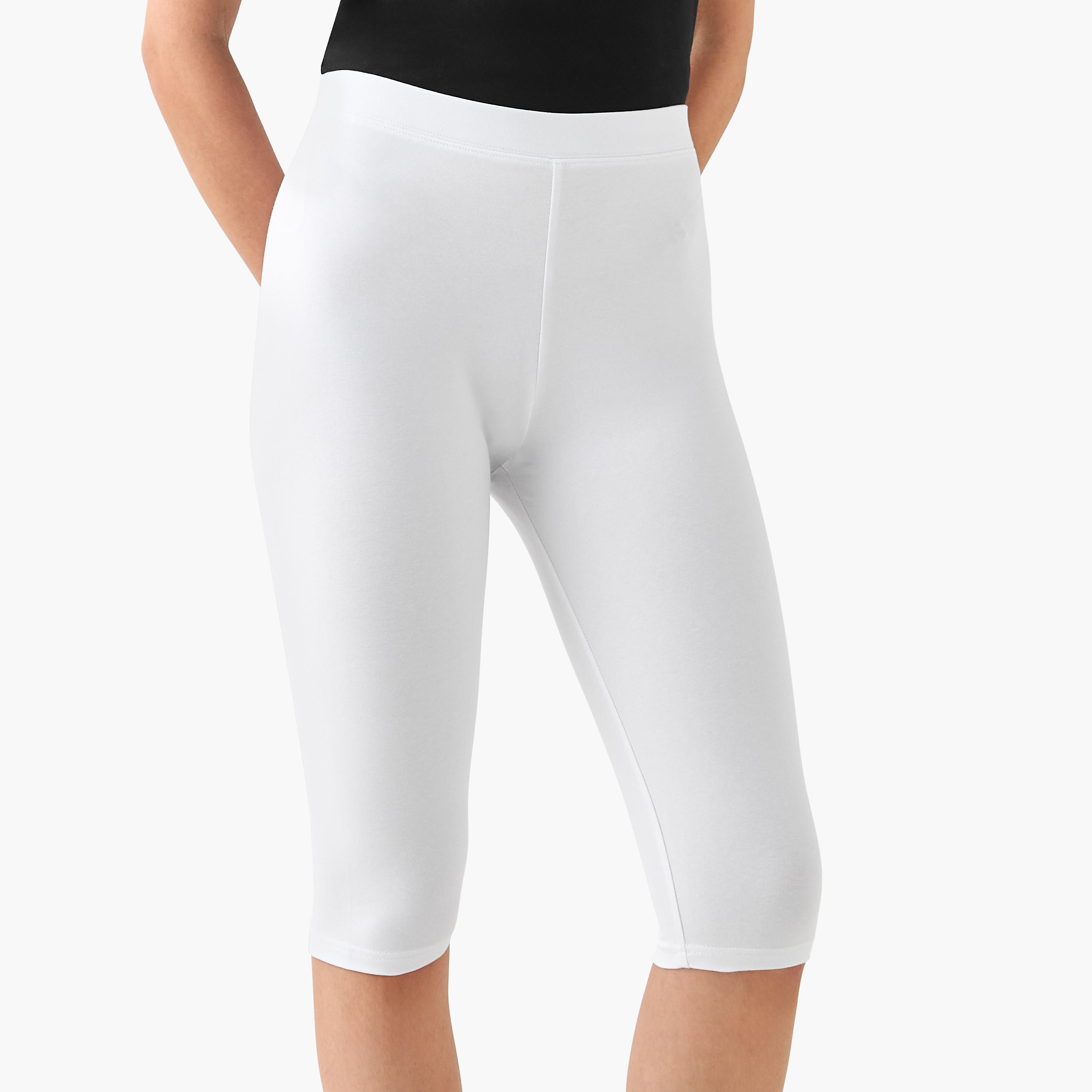 Pack of 3 Elasticated Knee Length Leggings-women-clothing-bottoms-leggings-image-2