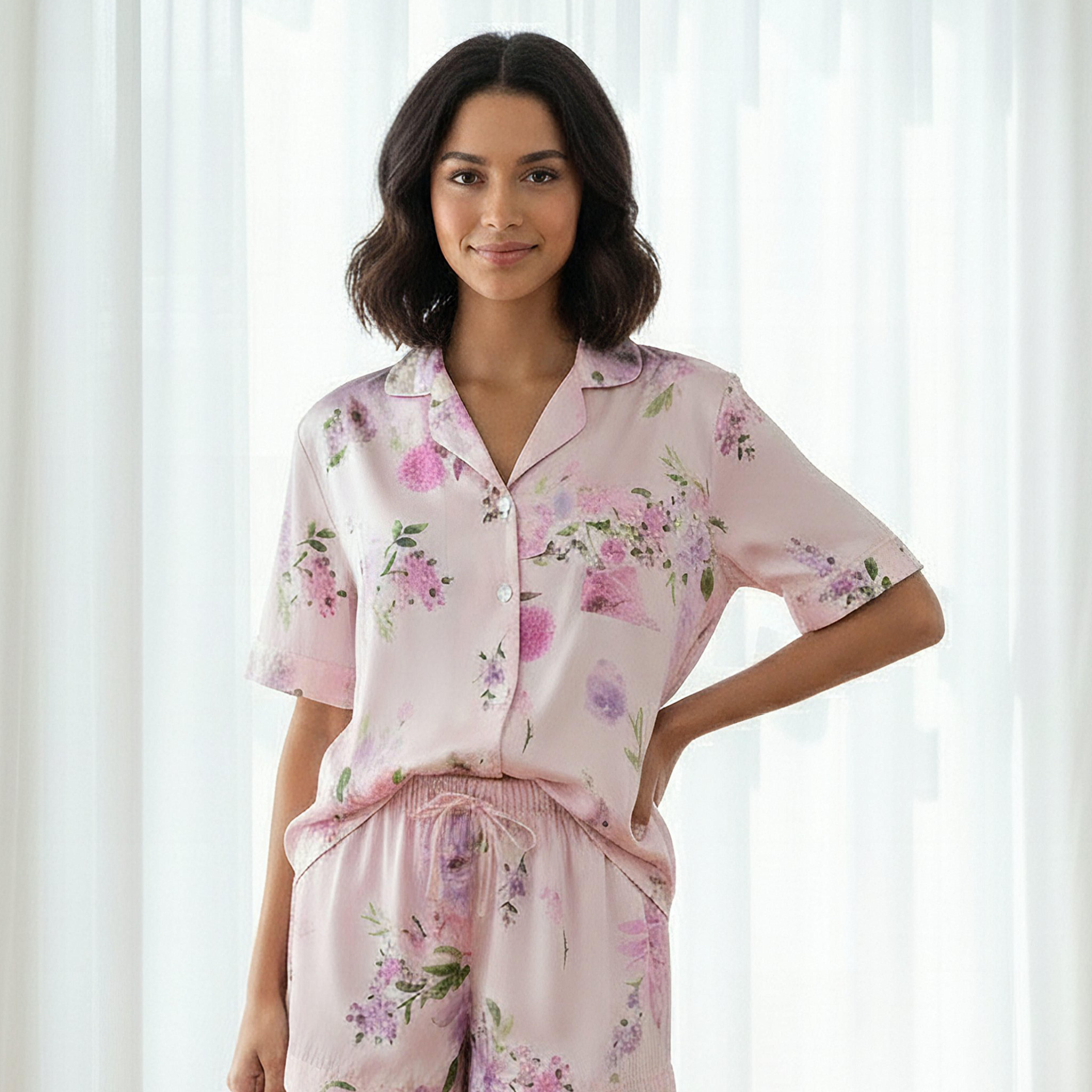 Aadaraya Shorts Set Button-Down Shirt & Shorts-women-clothing-nightwear-pyjamas-shortsets-image-2