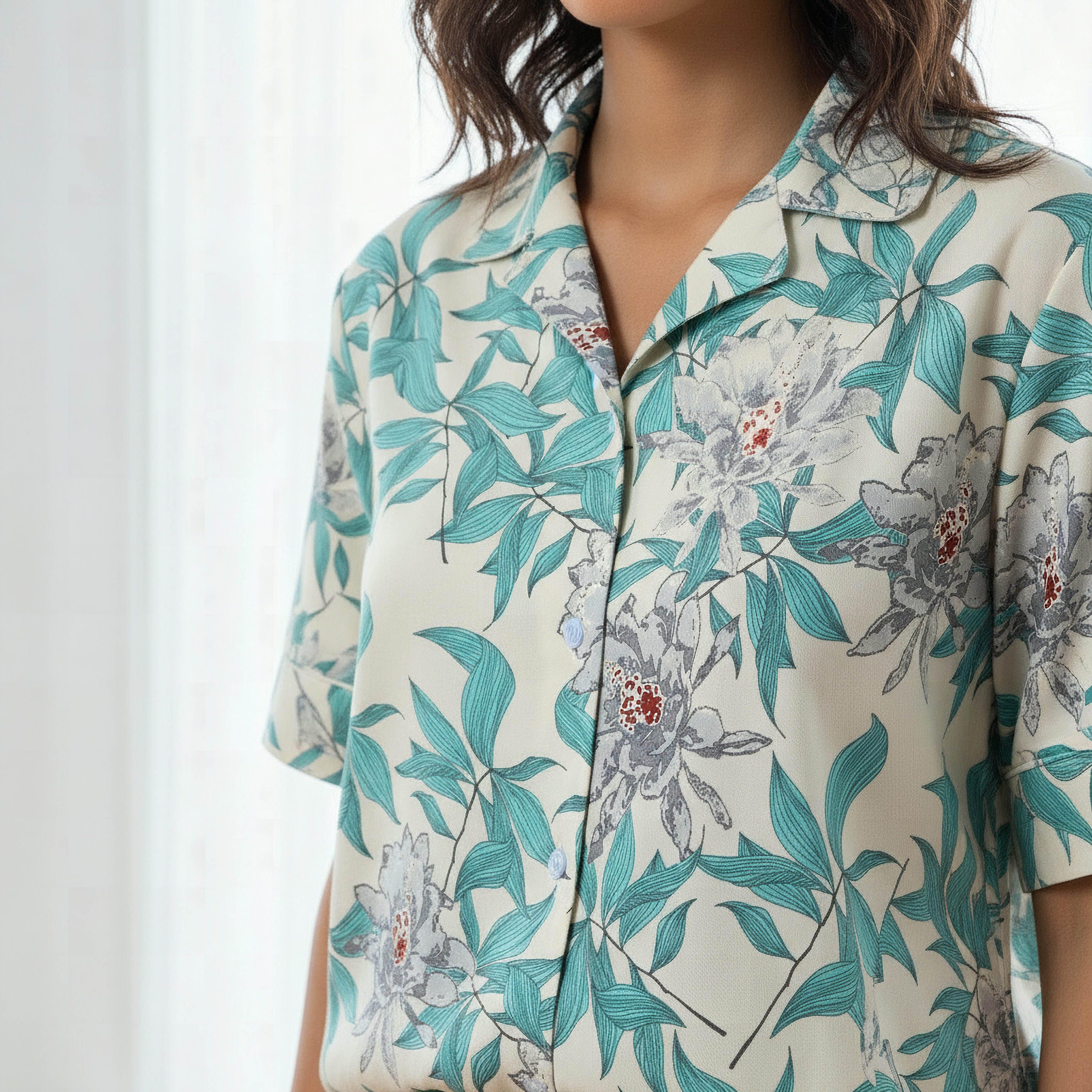 طقم شورت وقميص بأزرار من أدارايا-women-clothing-nightwear-pyjamas-shortsets-image-2