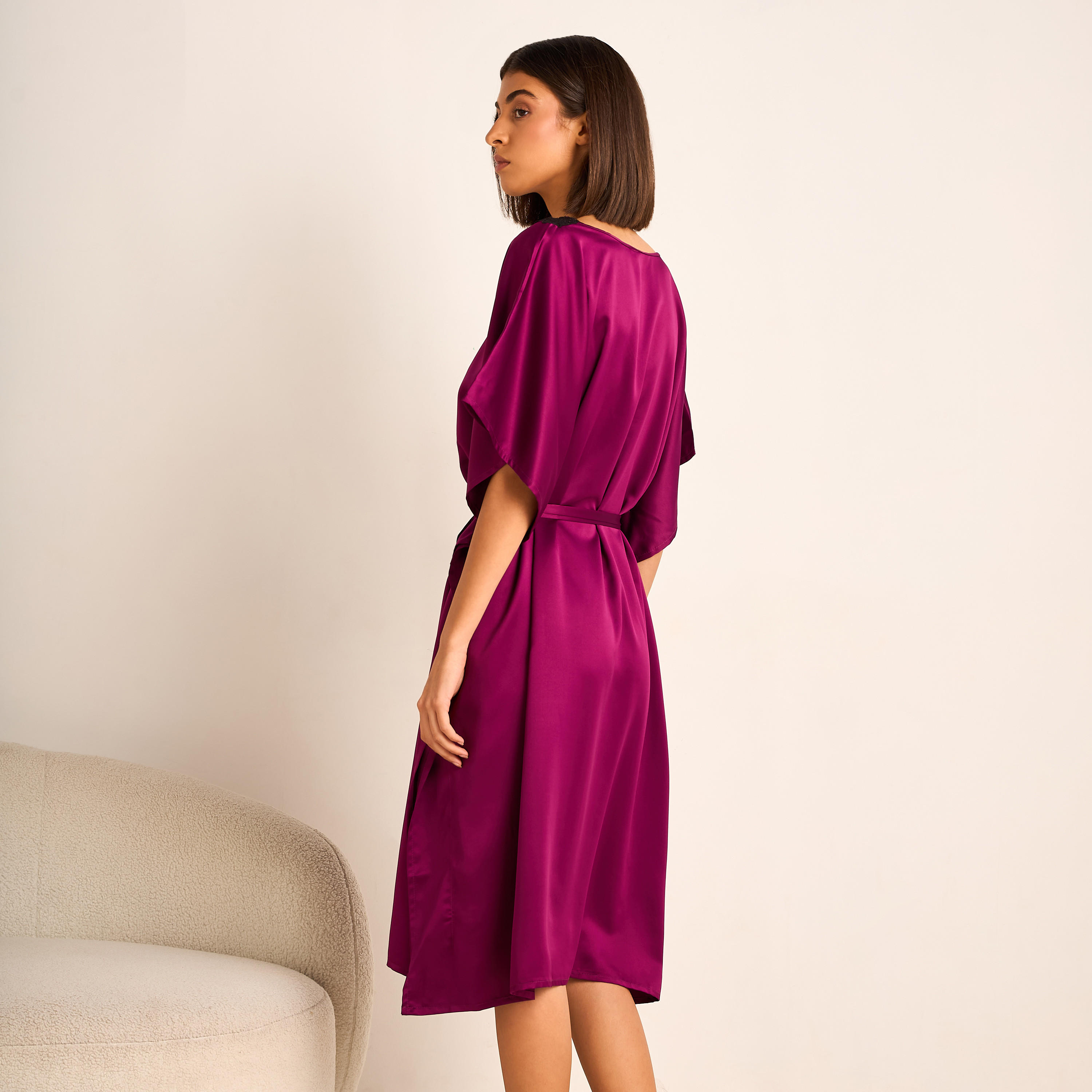 Adaraya Night Dress Short Sleeve With Belt-women-clothing-nightwear-nighties-image-3